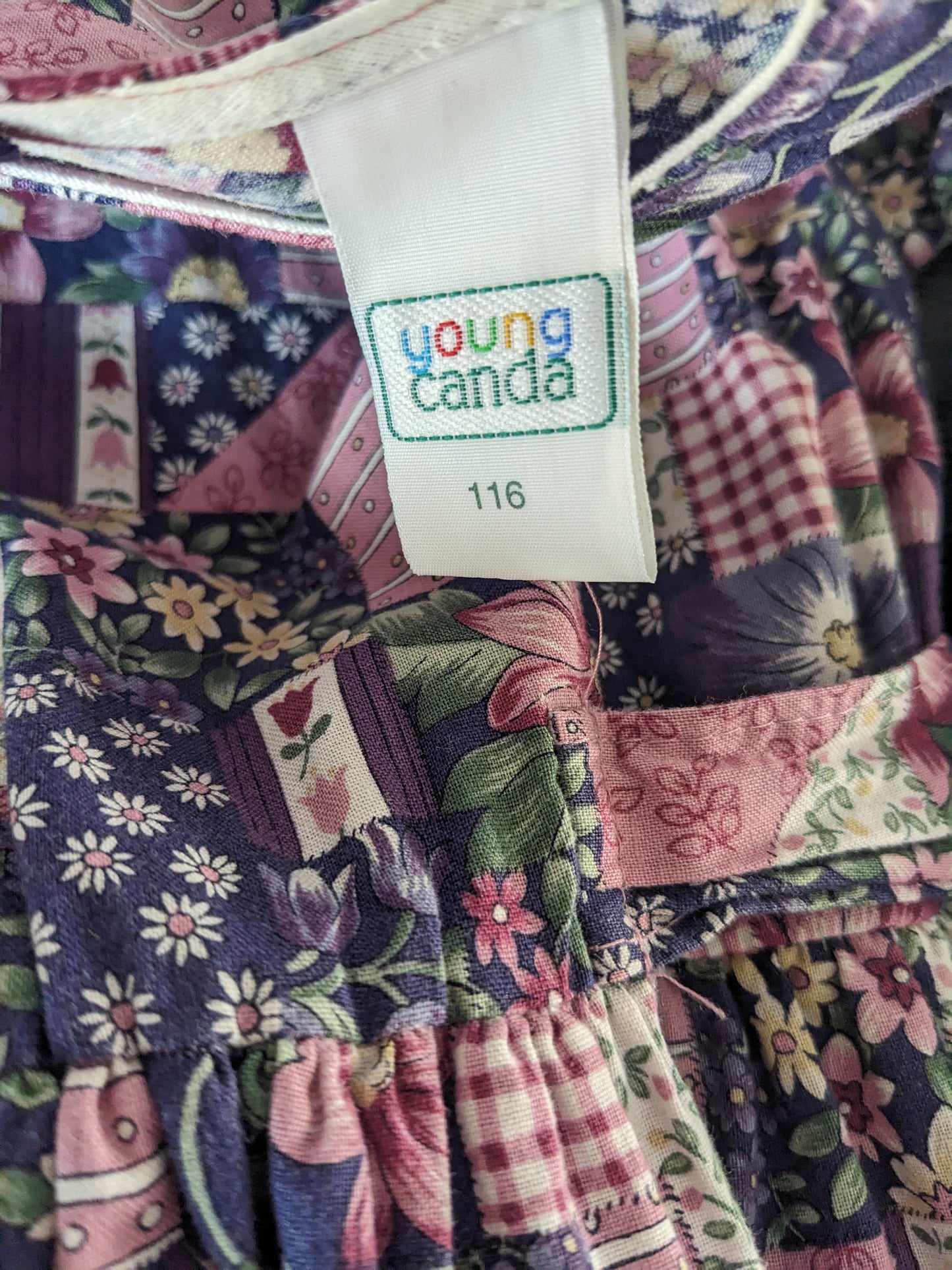 Patchwork print wide skirted dress