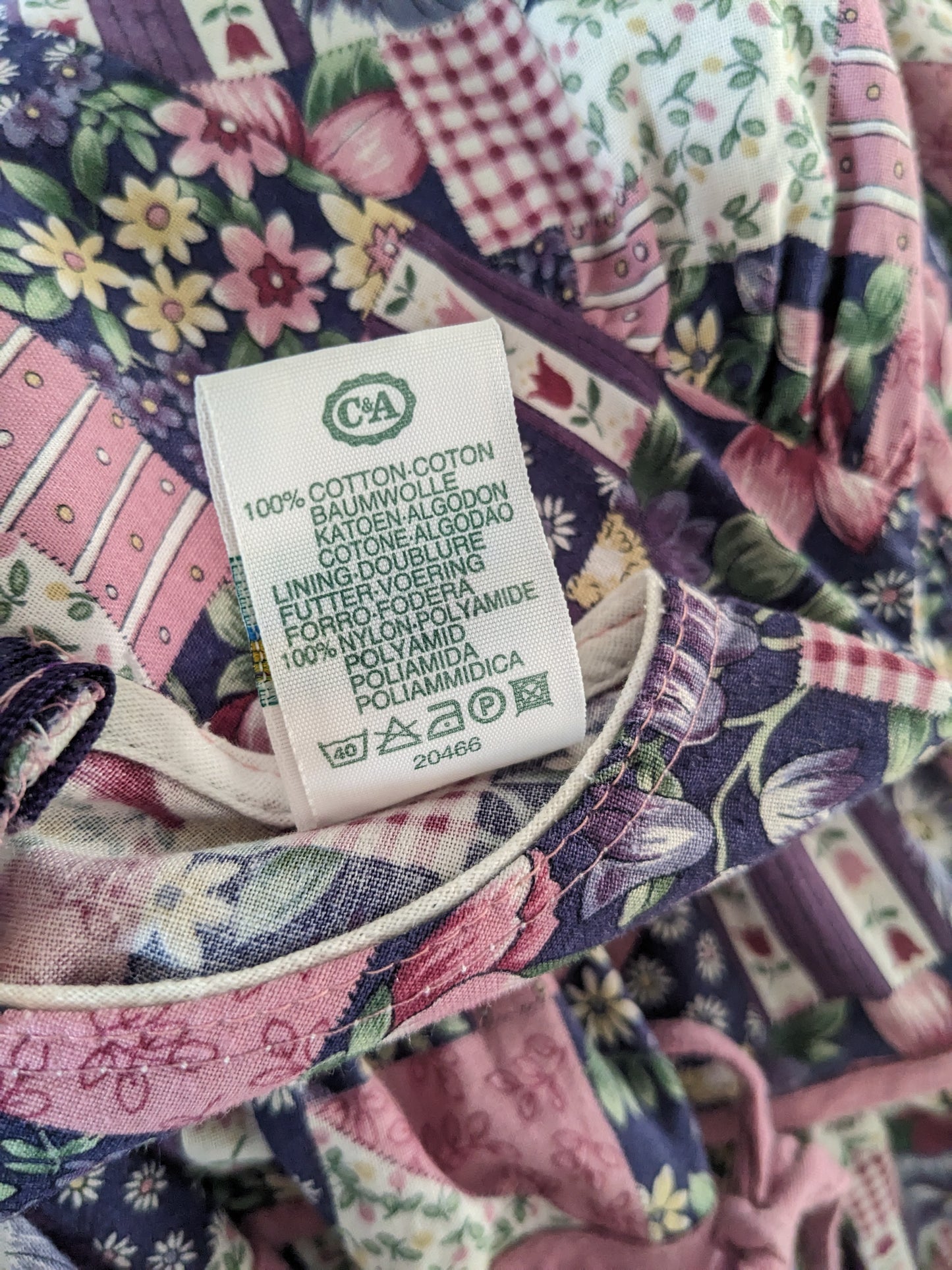 Patchwork print wide skirted dress