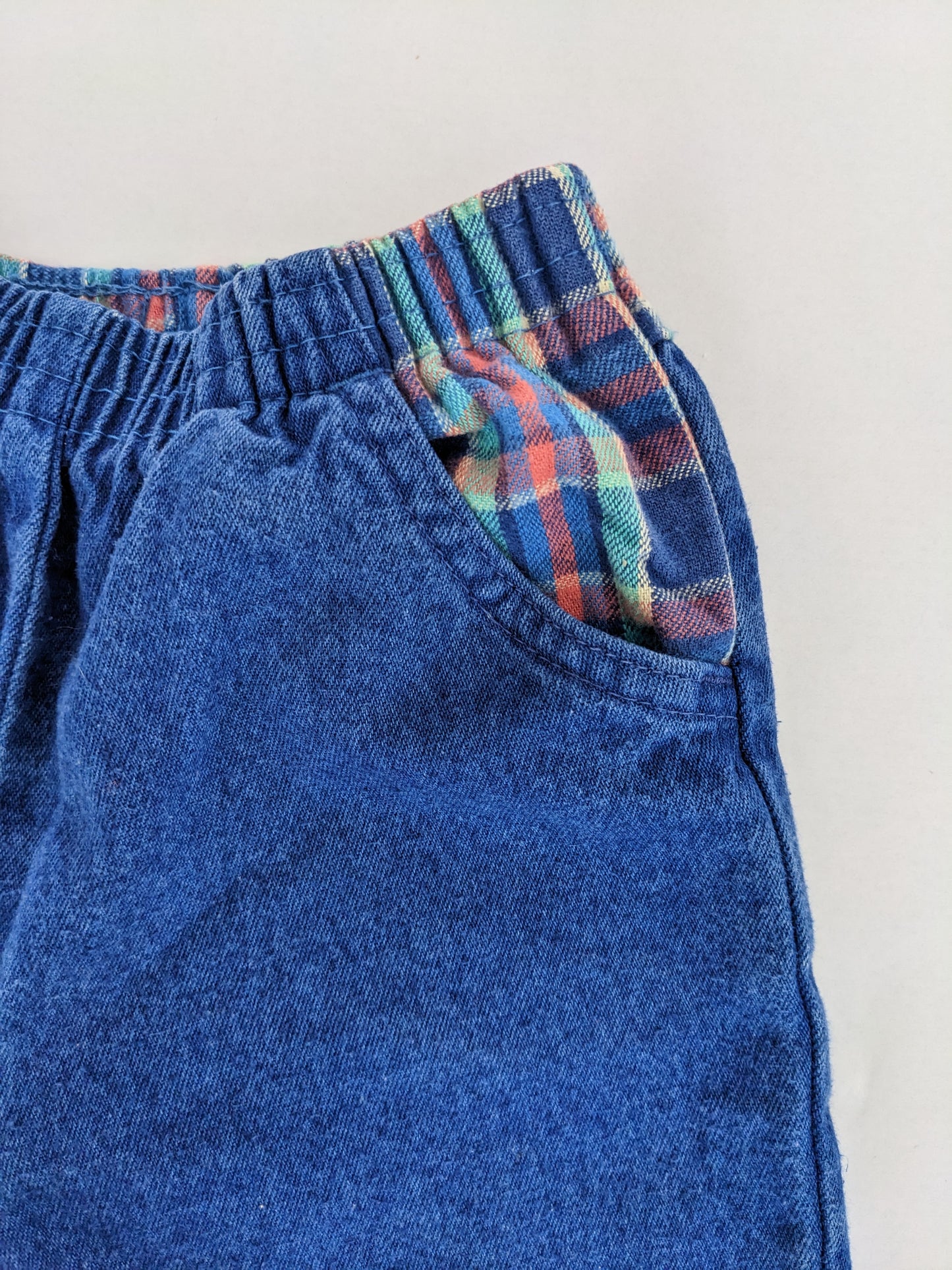 OshKosh b'Gosh vintage funny indigo and rainbow check pants