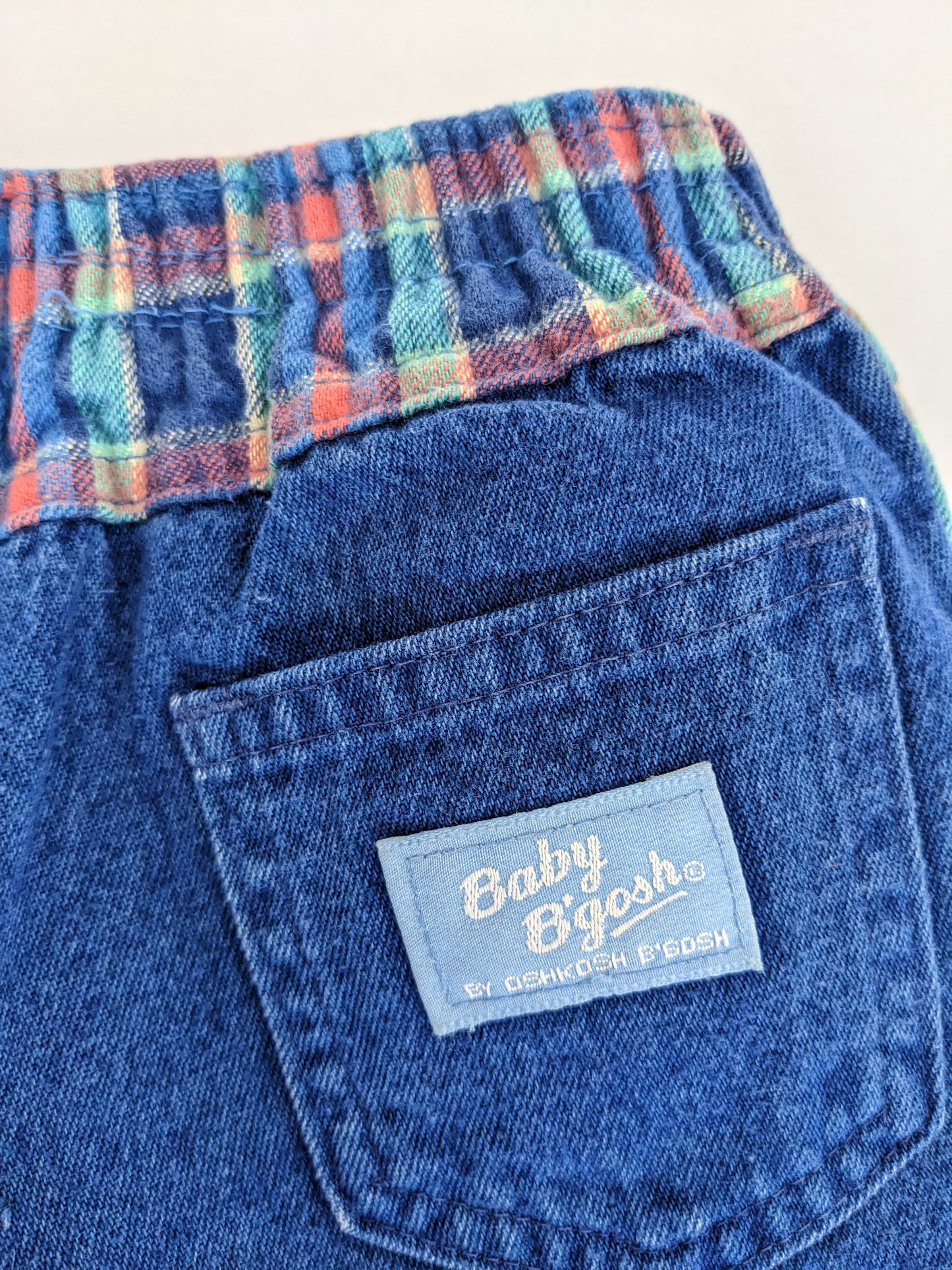 OshKosh b'Gosh vintage funny indigo and rainbow check pants
