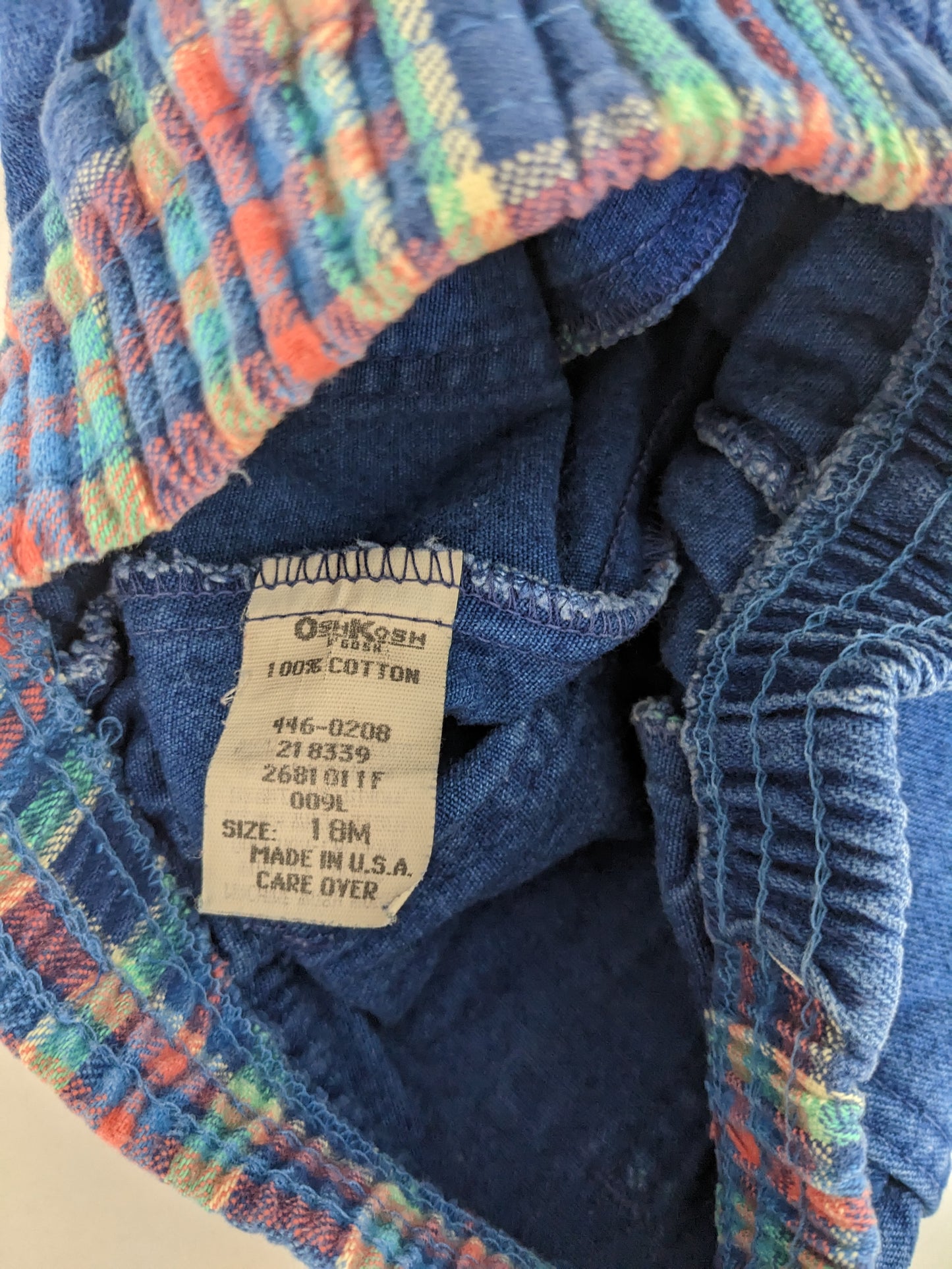OshKosh b'Gosh vintage funny indigo and rainbow check pants