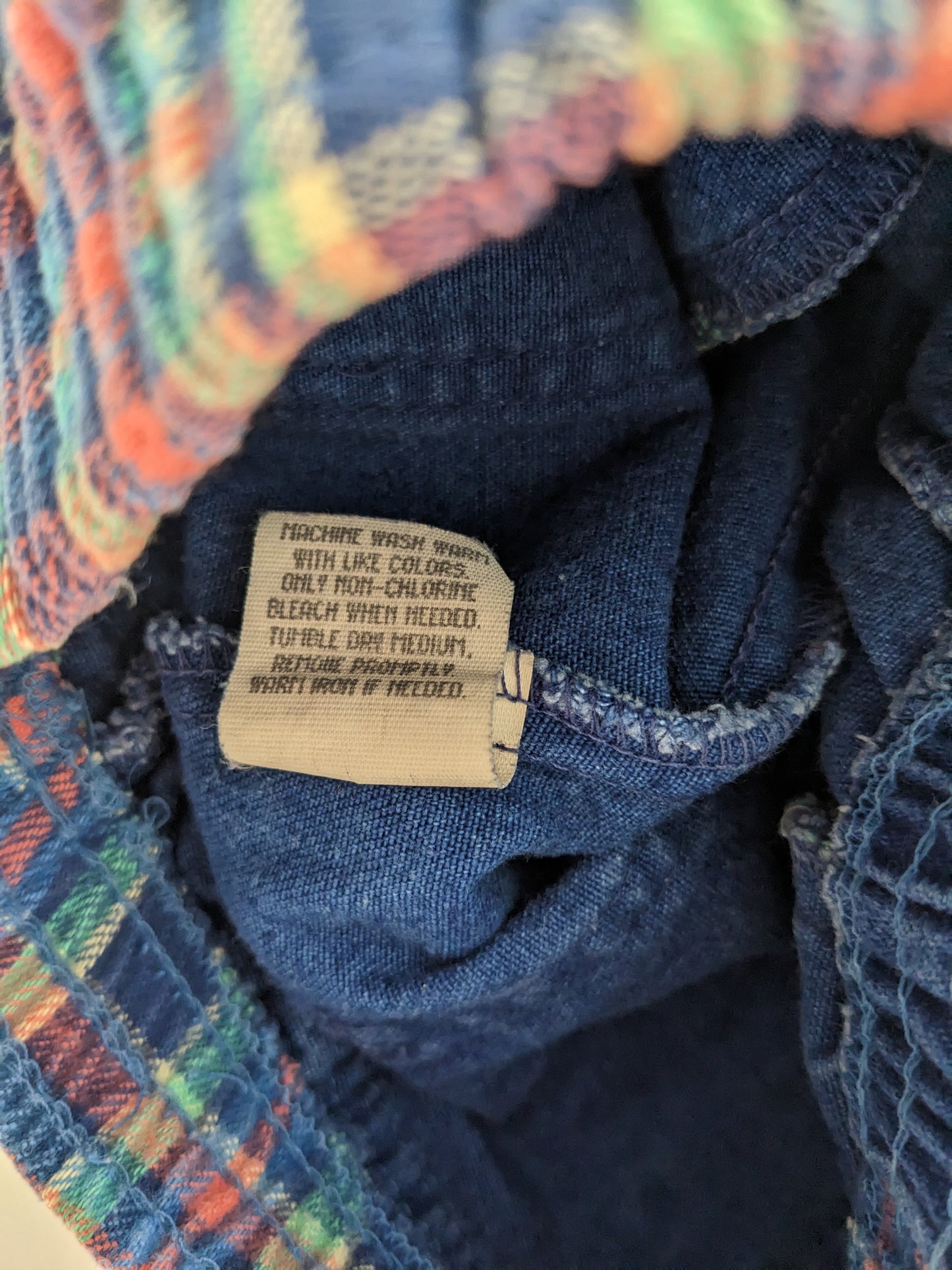 OshKosh b'Gosh vintage funny indigo and rainbow check pants