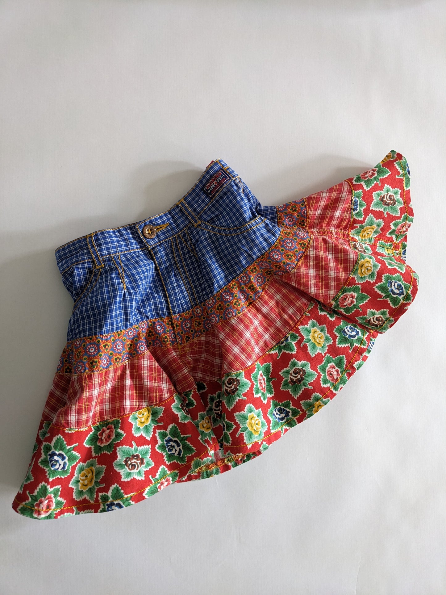 Oilily vintage check and flowers wide skirt