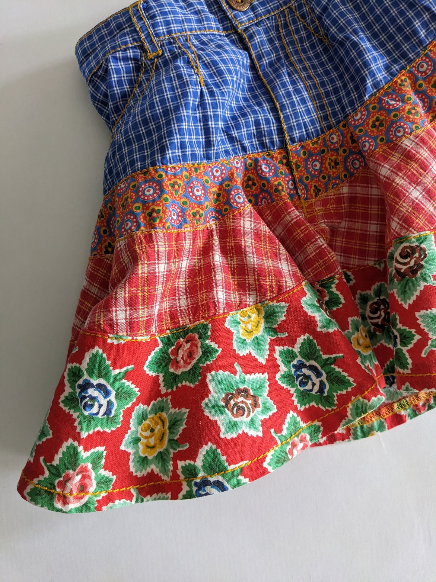 Oilily vintage check and flowers wide skirt