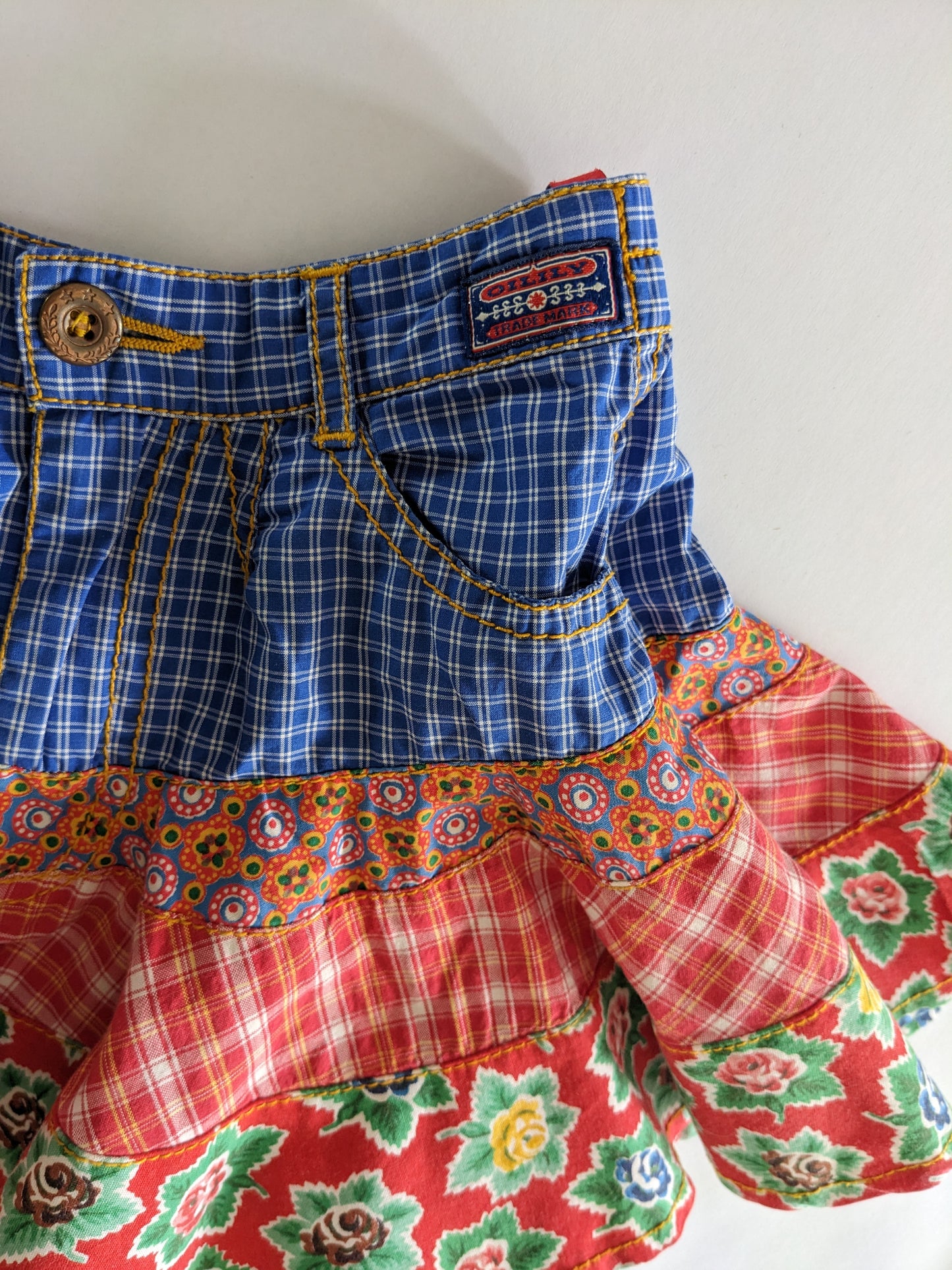 Oilily vintage check and flowers wide skirt
