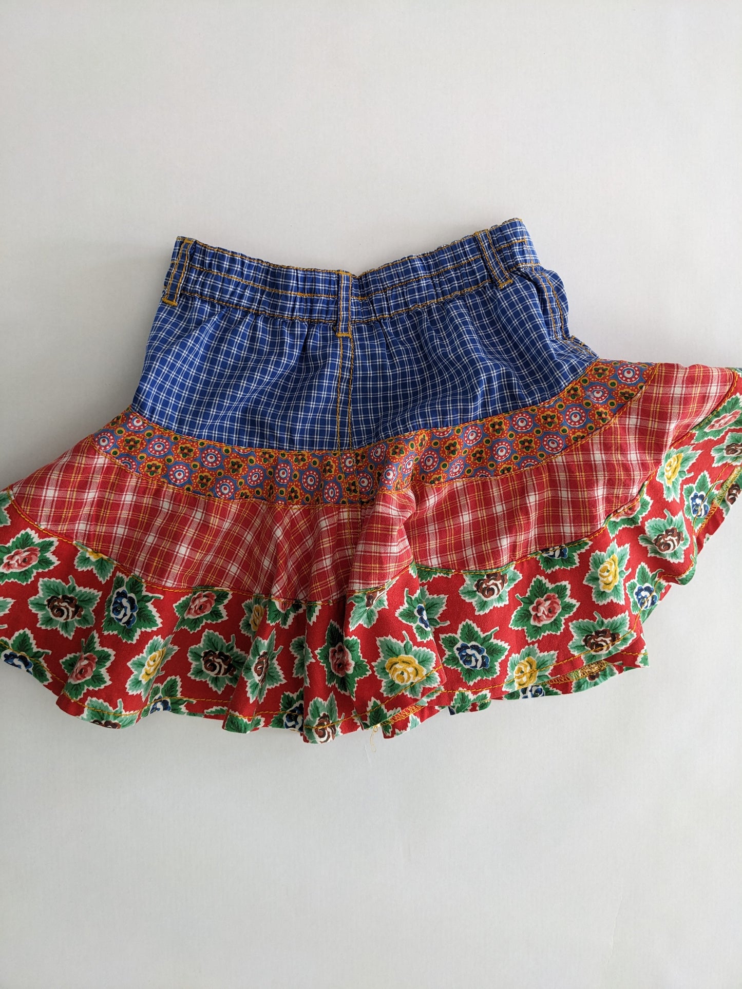 Oilily vintage check and flowers wide skirt