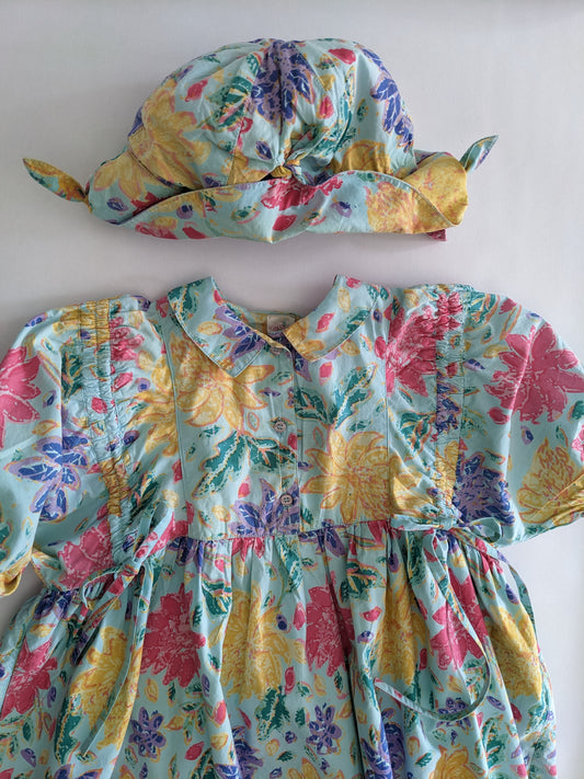 Oilily vintage flower dress with matching hat