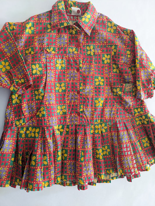 Oilily vintage flower dress with pleated red skirt