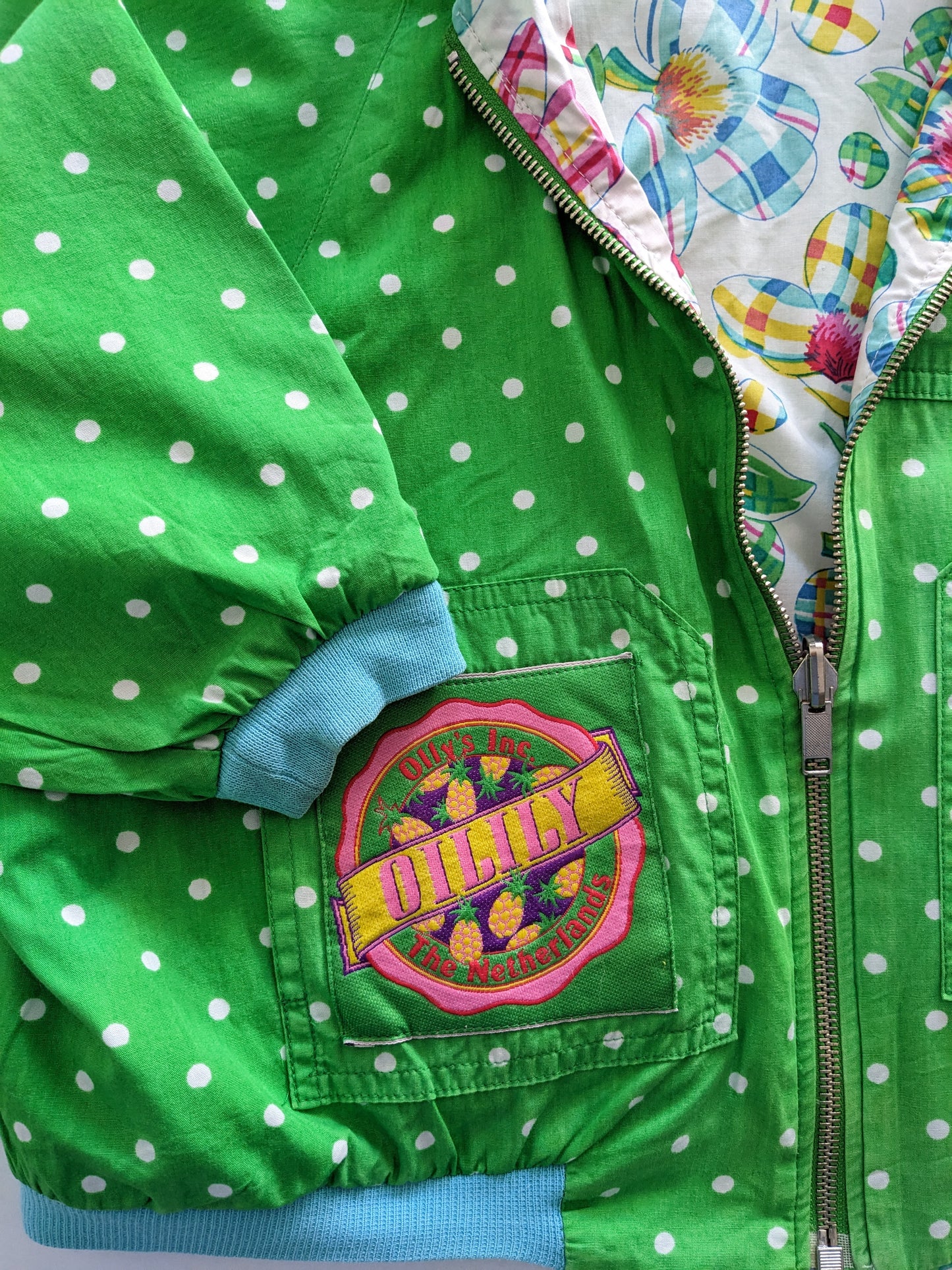 Oilily vintage reversible flower and polka dot jacket