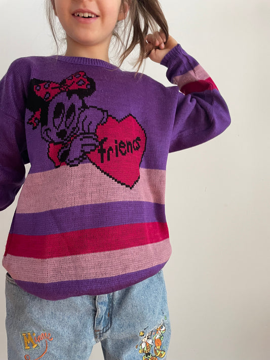 Baby Minnie "Friends" Vintage Purple Sweater