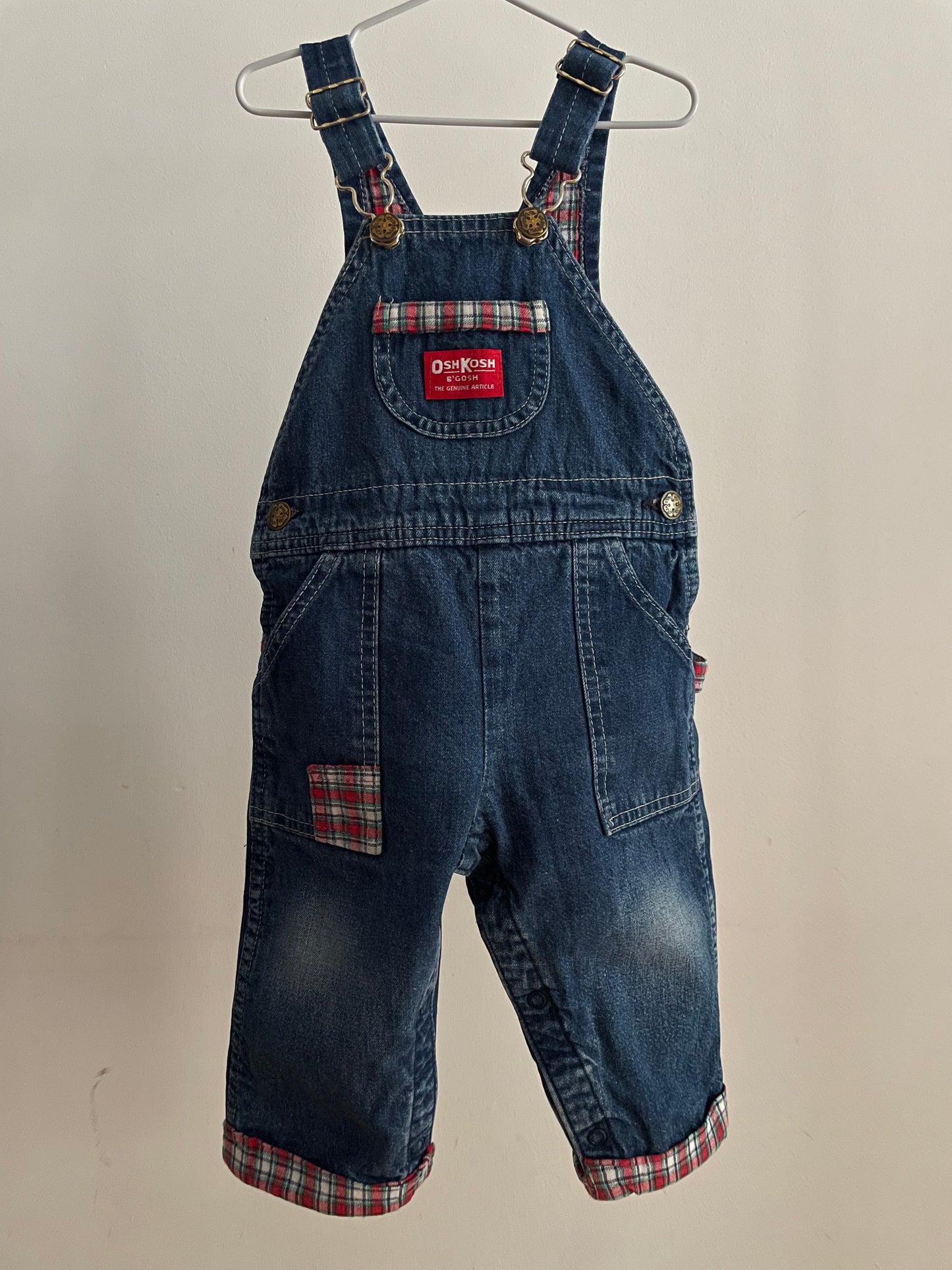 OshKosh b'Gosh Vintage denim with red check winter overall