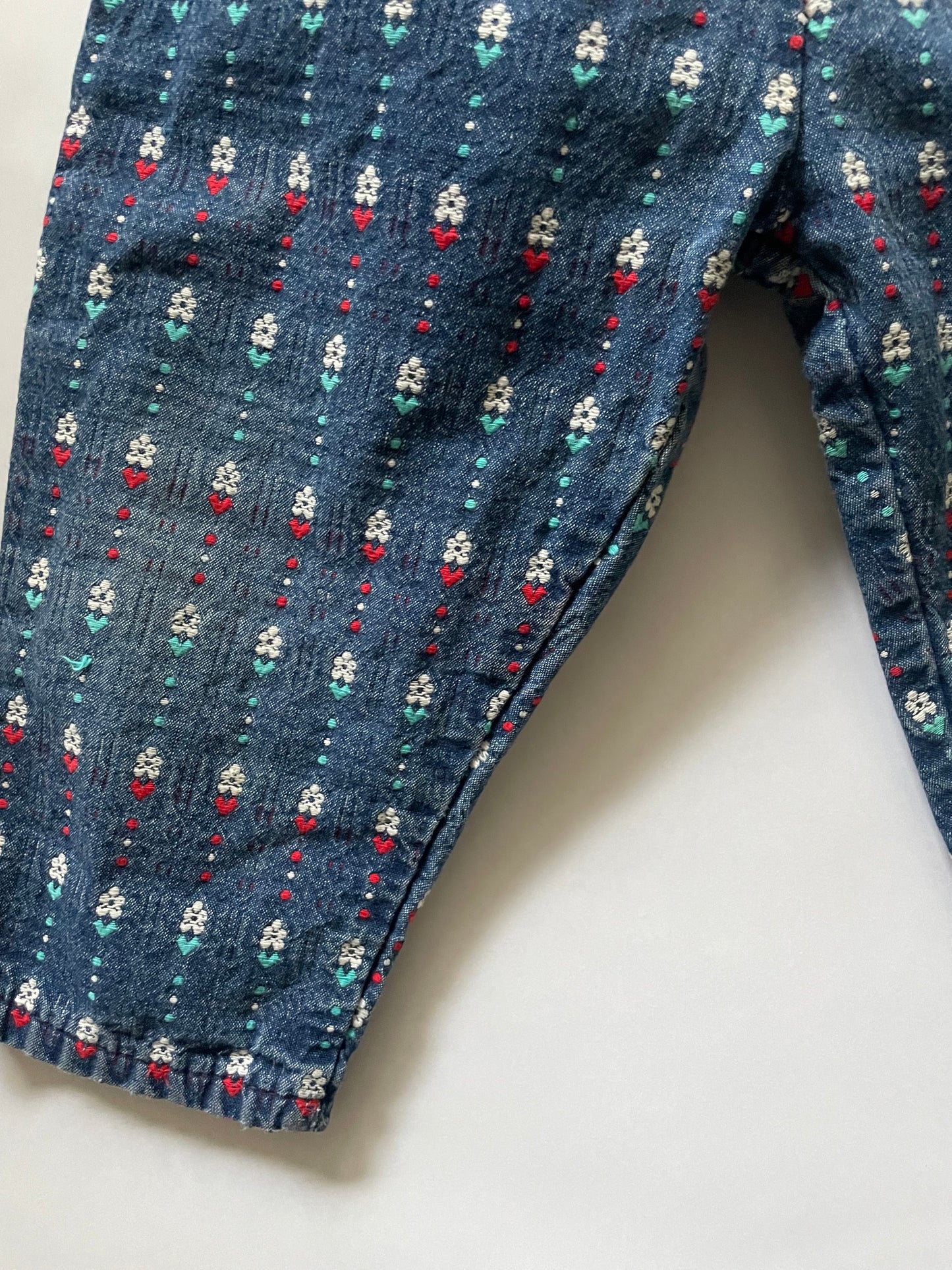 OshKosh b'Gosh Vintage Overall in daisy and heart denim with Bow