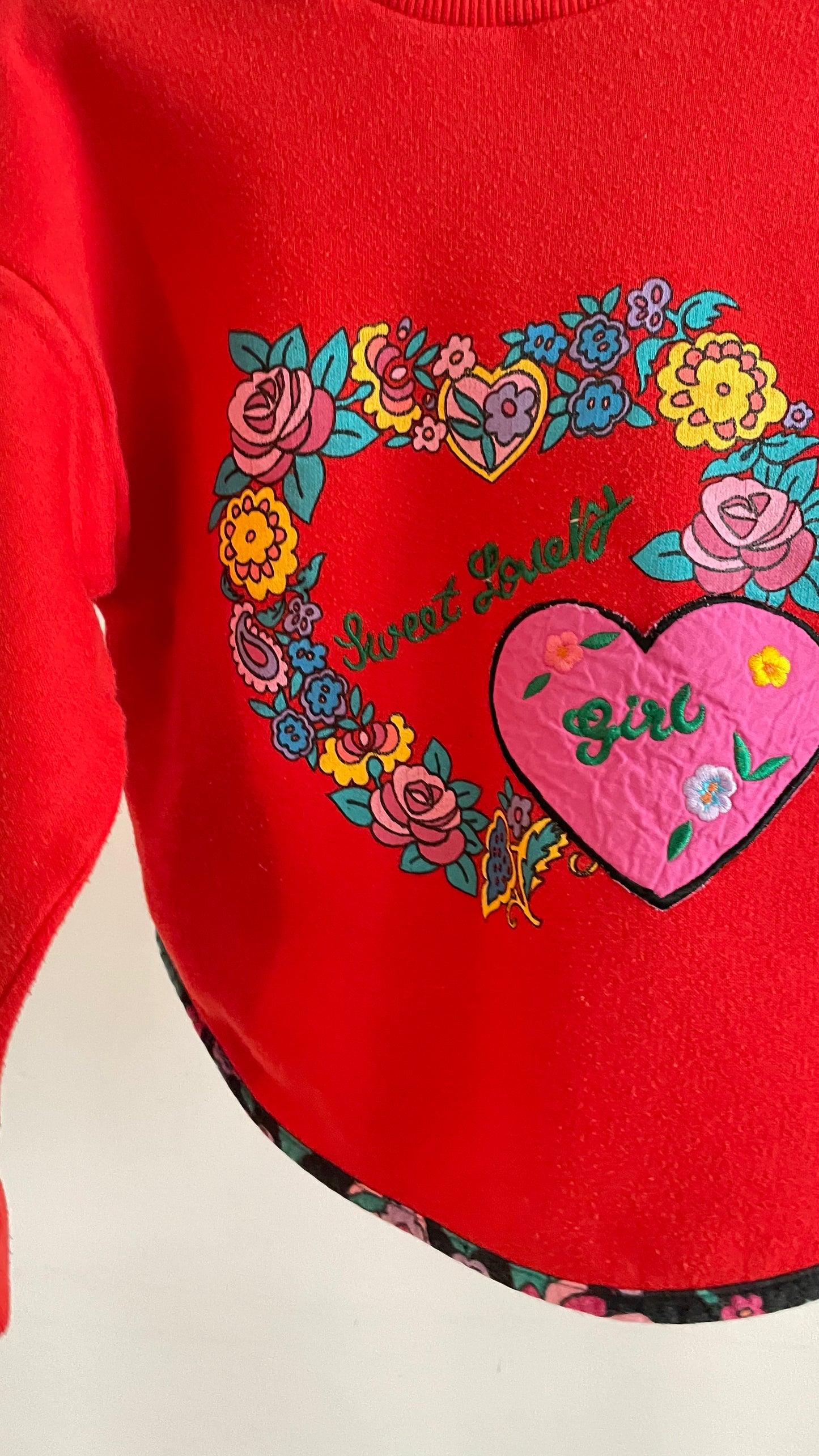 Red "Lovely Girl" Flower Sweatshirt