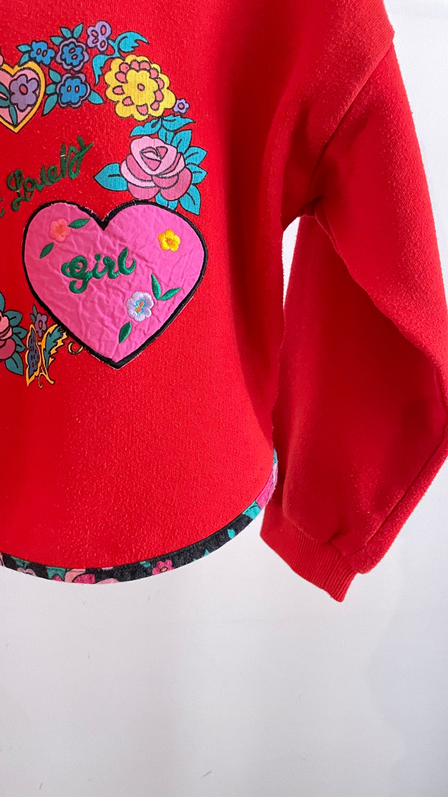 Red "Lovely Girl" Flower Sweatshirt