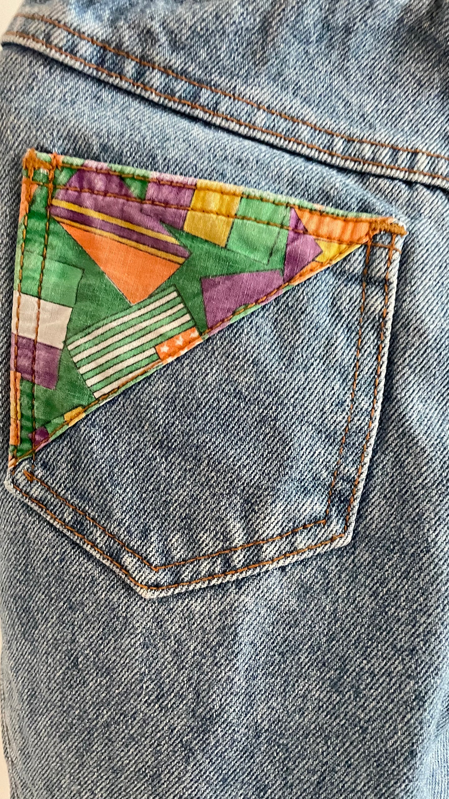 Denim Jeans with flag fabric