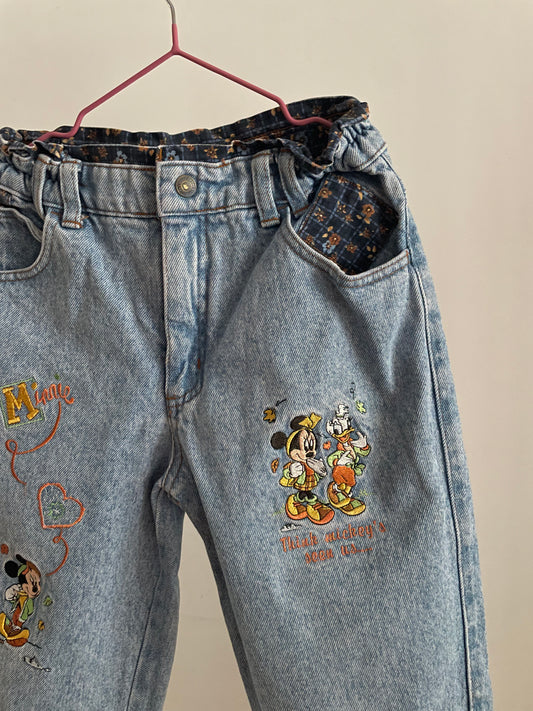 Minnie & Daisy denim trouser with flowers application