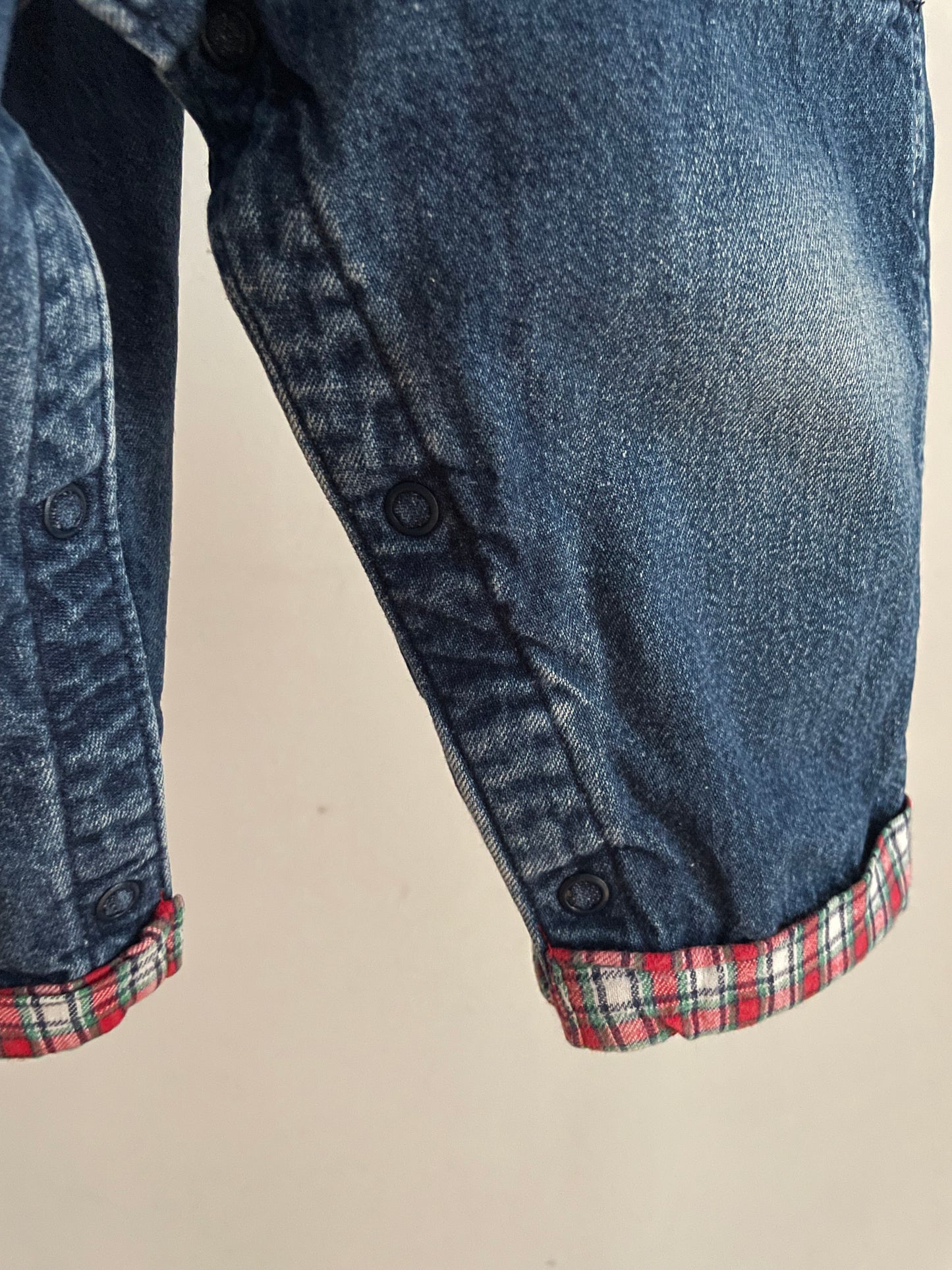 OshKosh b'Gosh Vintage denim with red check winter overall