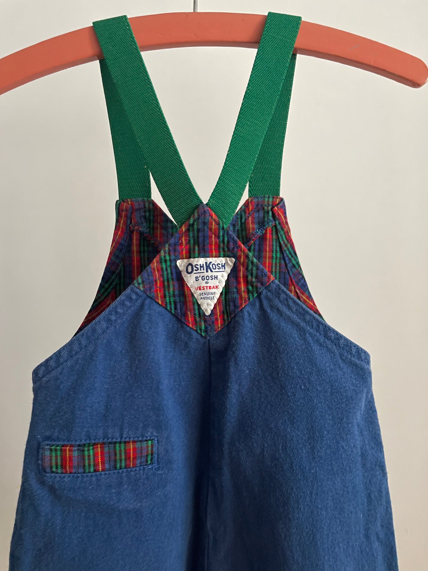 OshKosh b'Gosh Vintage denim overall with fake check vest style