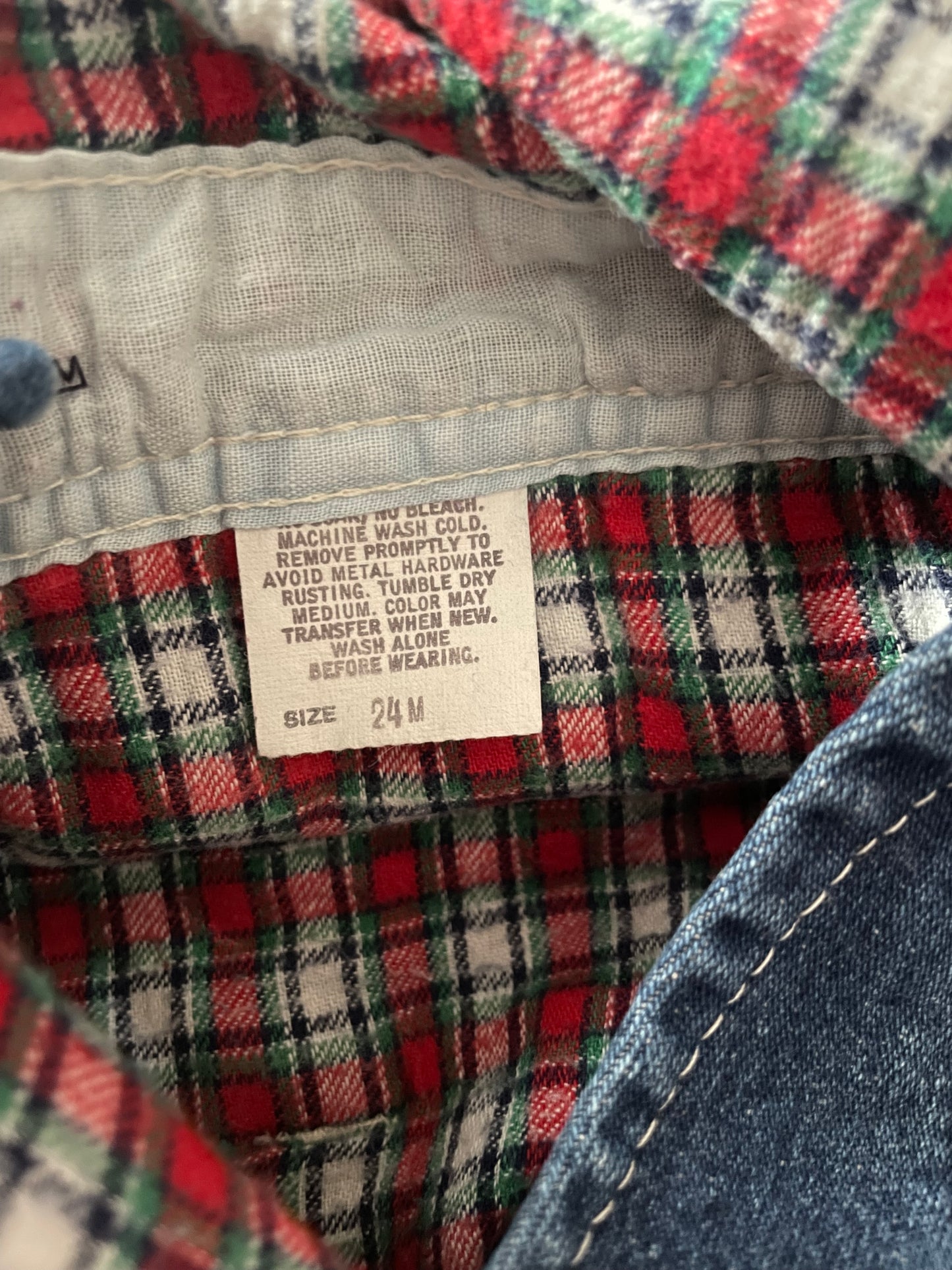 OshKosh b'Gosh Vintage denim with red check winter overall