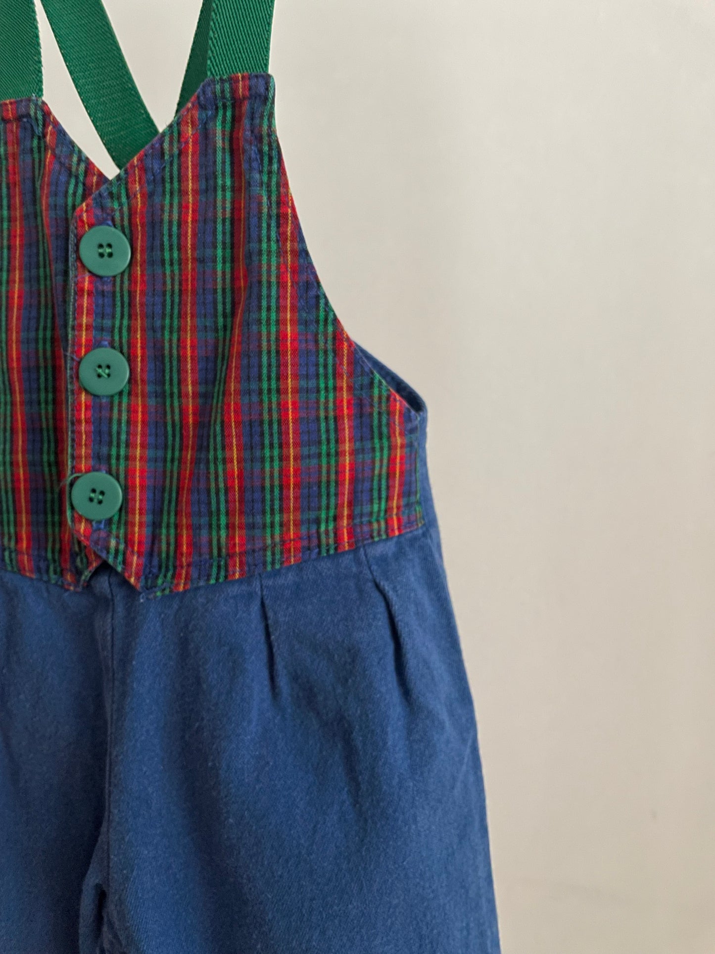 OshKosh b'Gosh Vintage denim overall with fake check vest style
