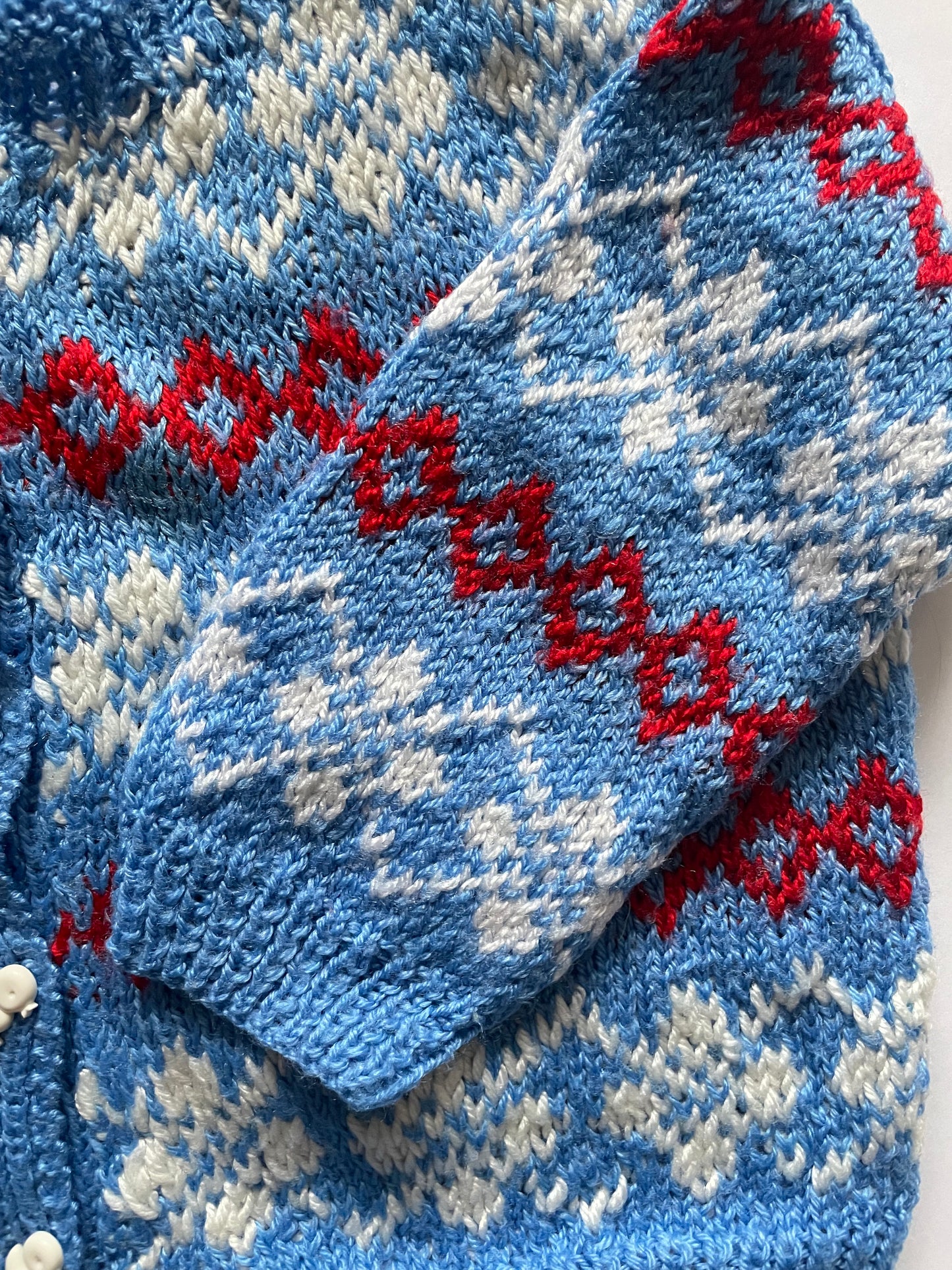 Handmade vintage knitted cardigan with duck buttons