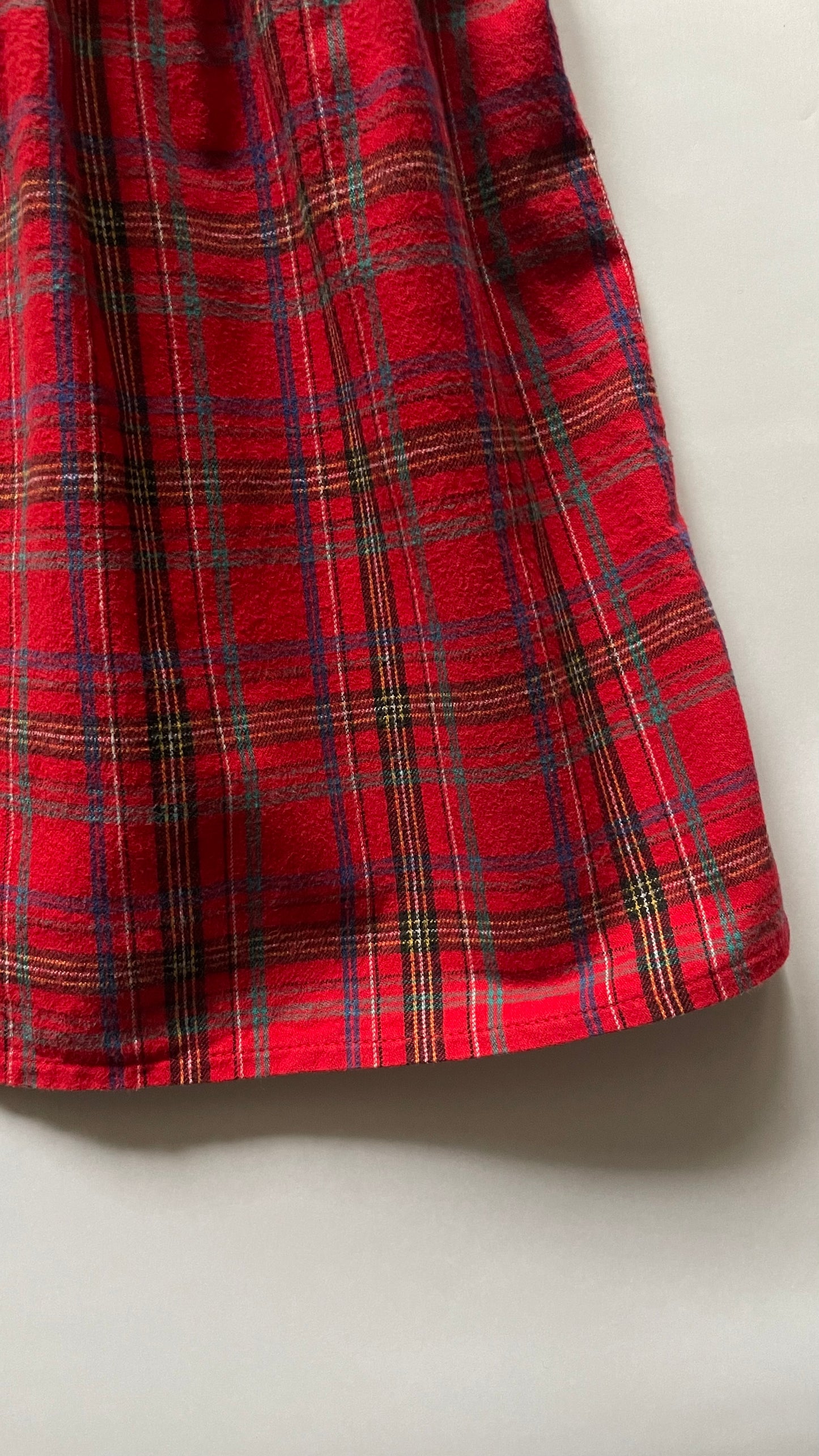 OshKosh b'Gosh red flannel vintage overall skirt with velvet