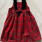 OshKosh b'Gosh red flannel vintage overall skirt with velvet