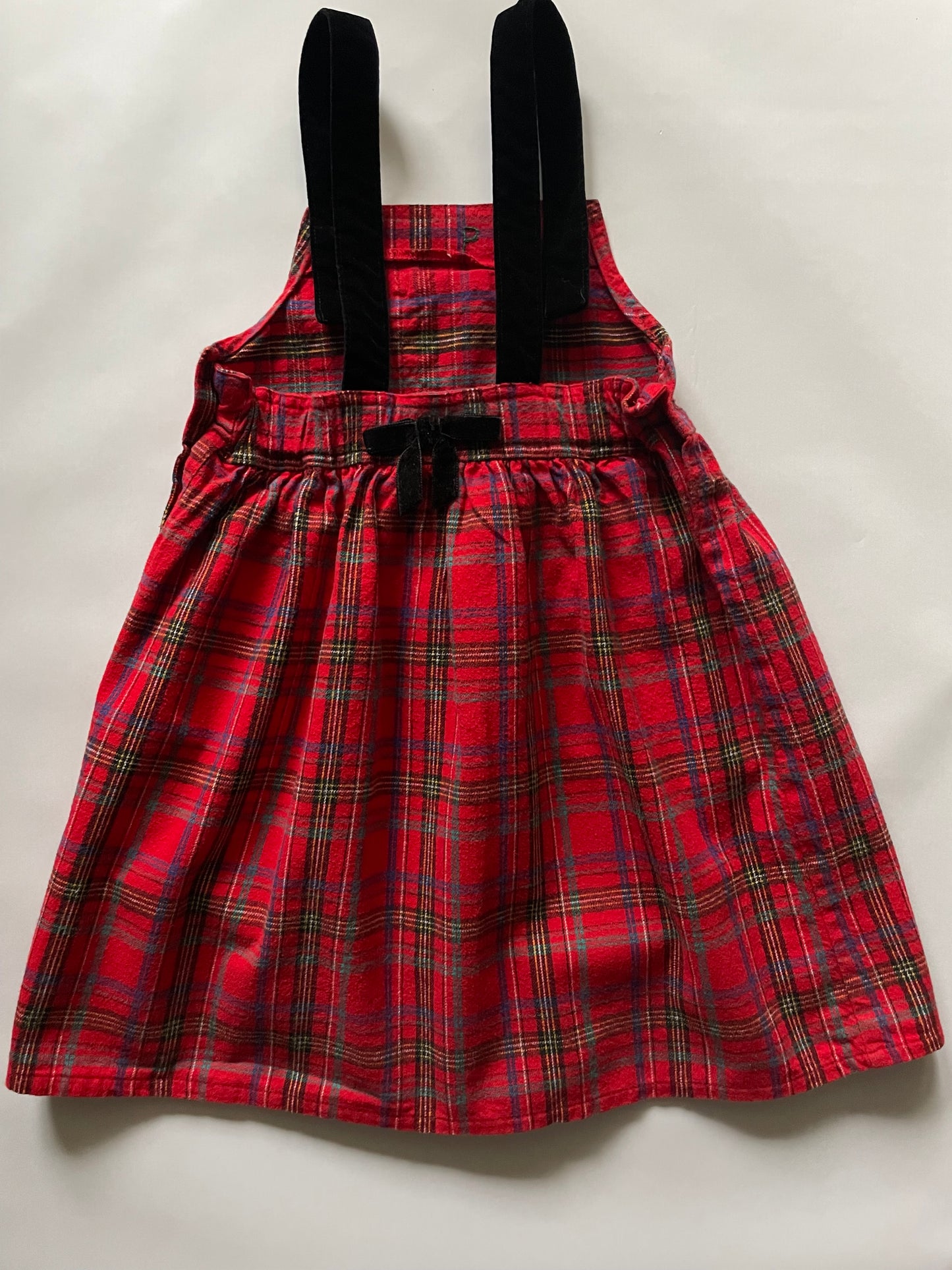 OshKosh b'Gosh red flannel vintage overall skirt with velvet