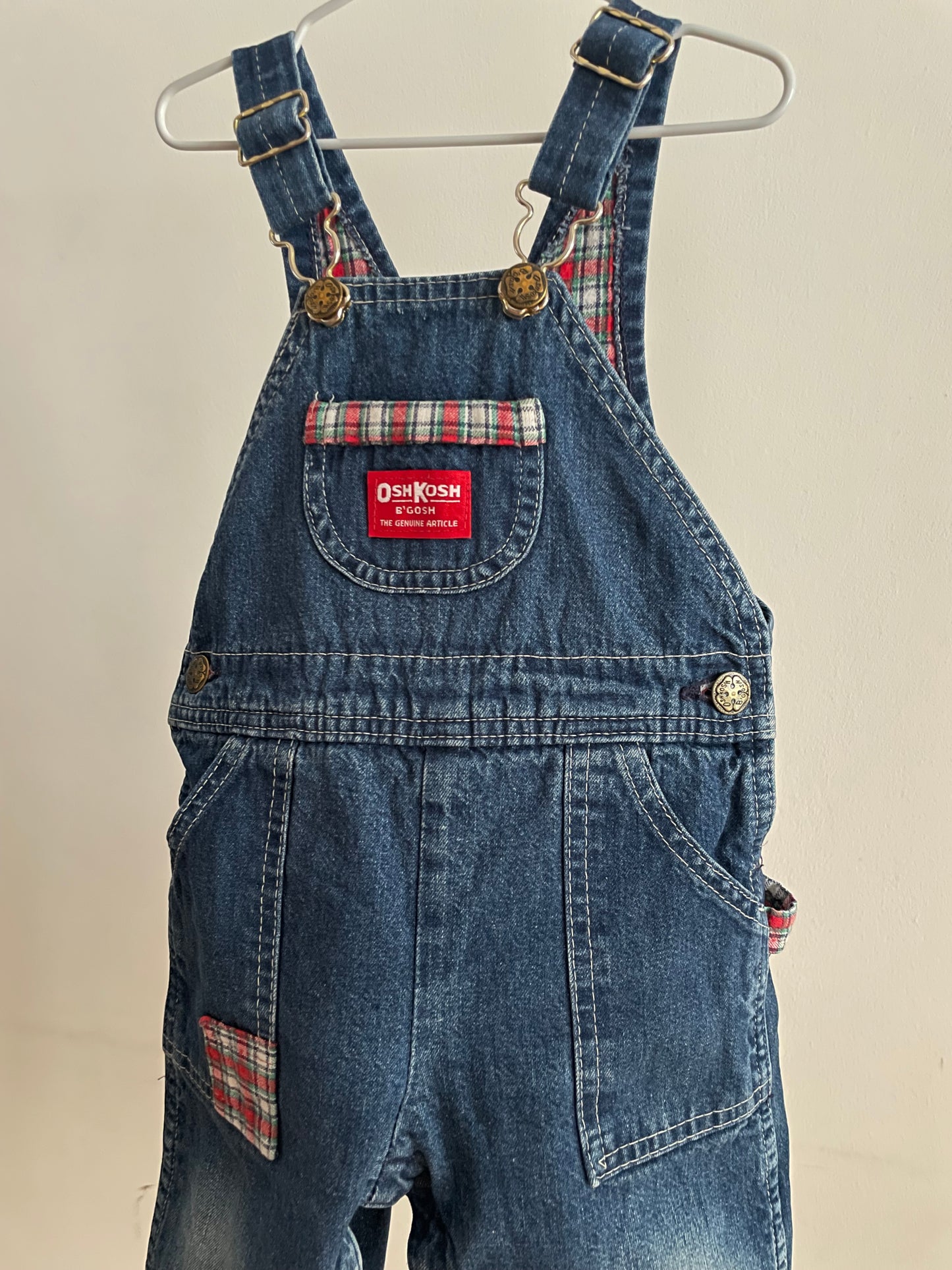 OshKosh b'Gosh Vintage denim with red check winter overall