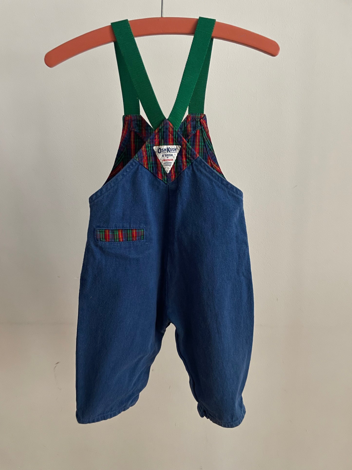 OshKosh b'Gosh Vintage denim overall with fake check vest style