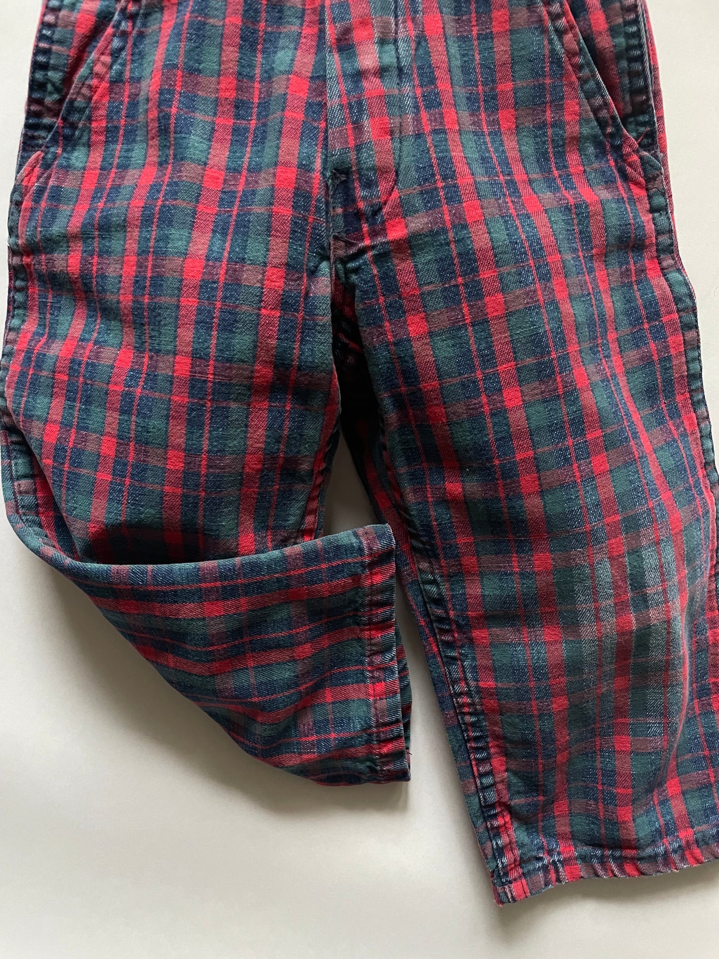 OshKosh b'Gosh Vintage denim red green check overall