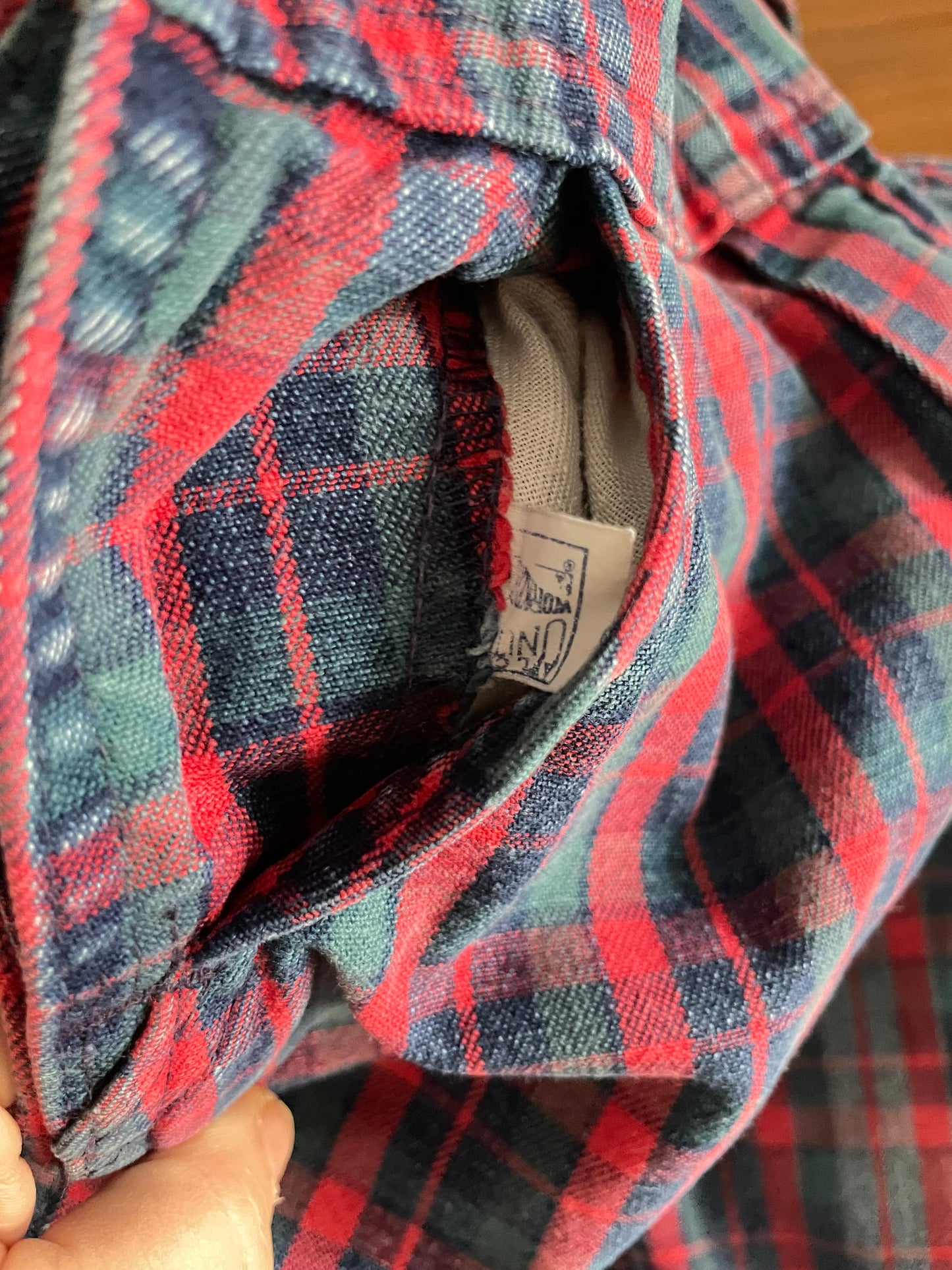 OshKosh b'Gosh Vintage denim red green check overall