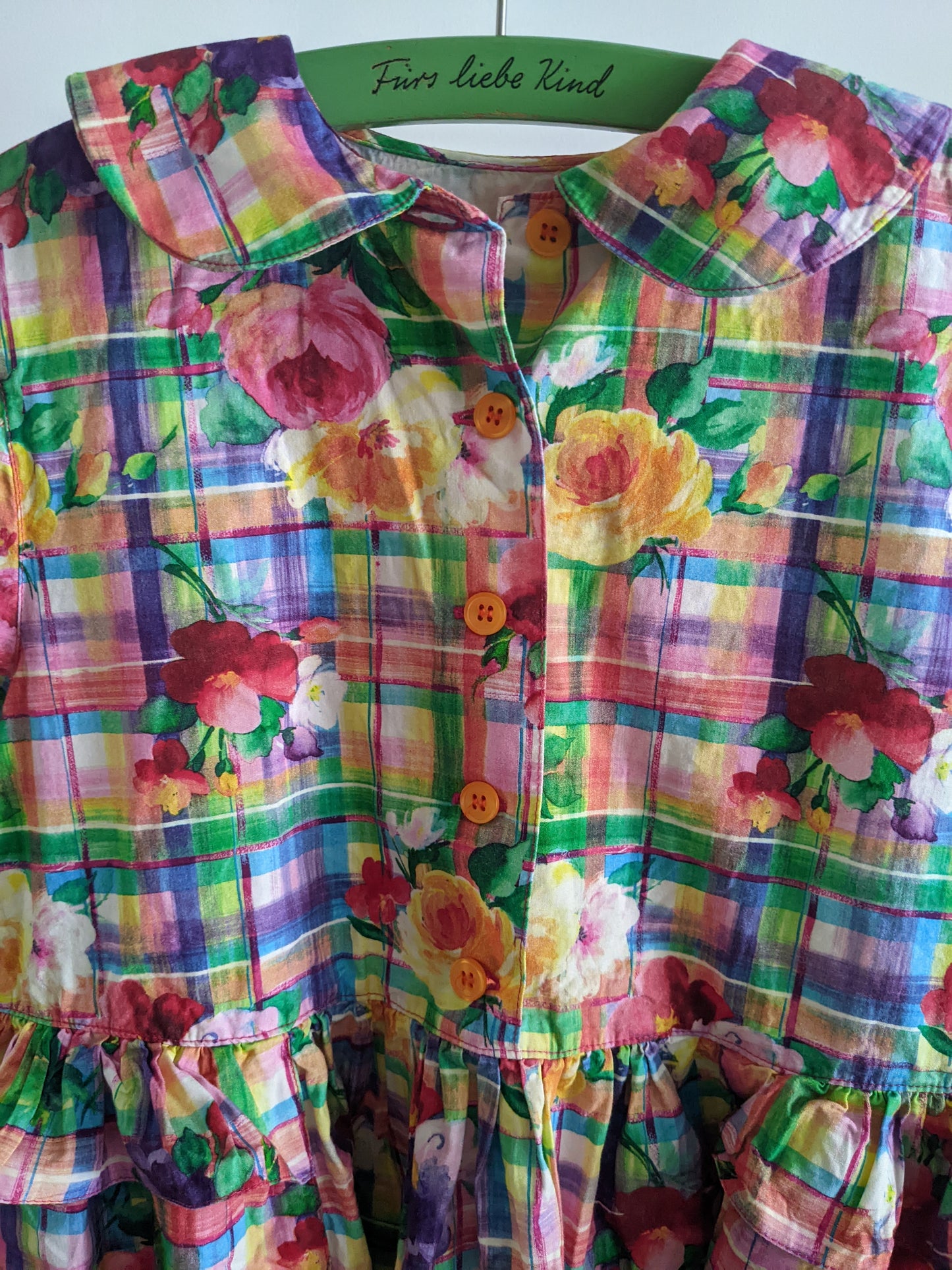 Flower and check rainbow dress 134