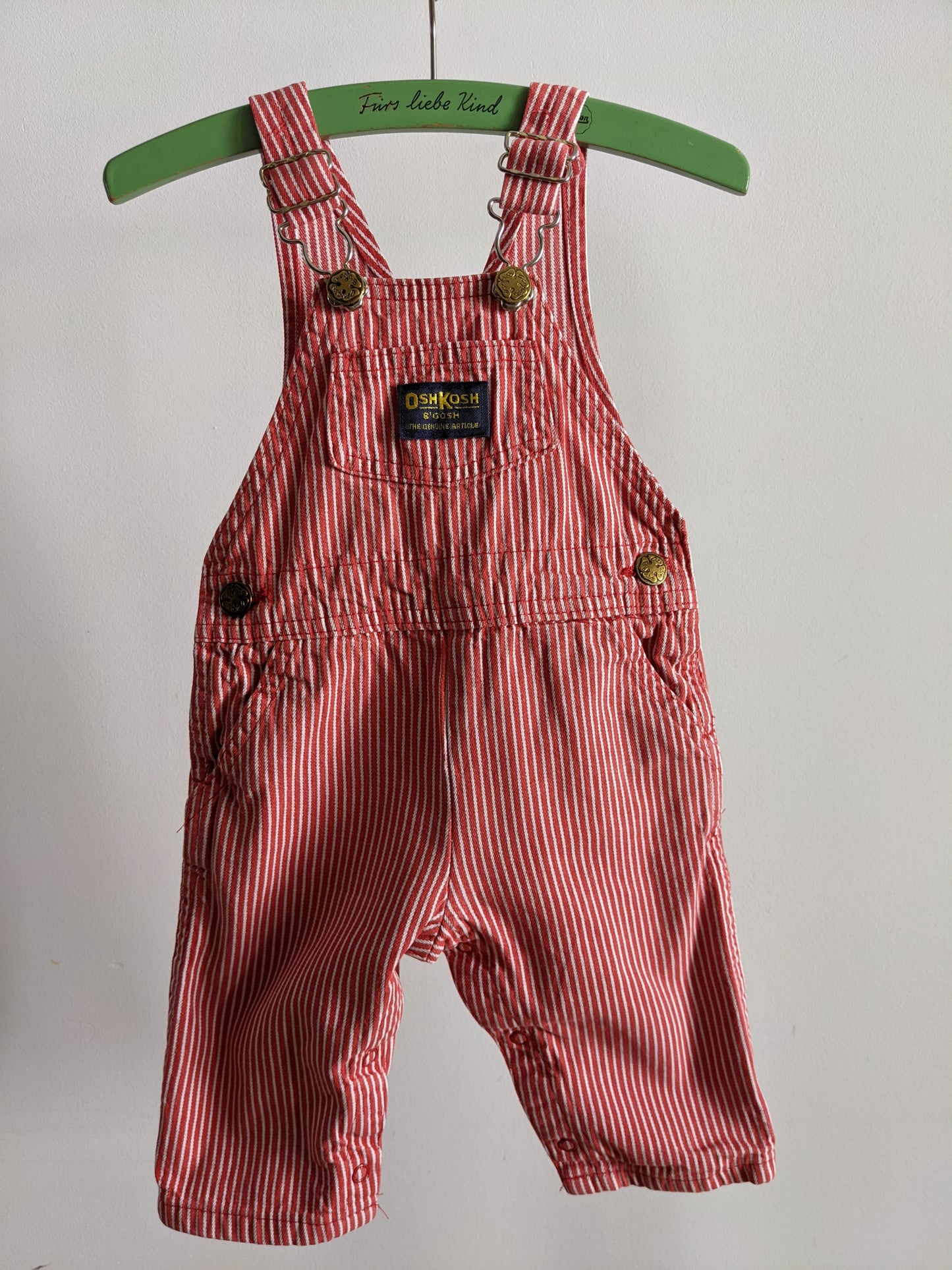 OshKosh b'Gosh denim red hickory stripes overall 74 USA