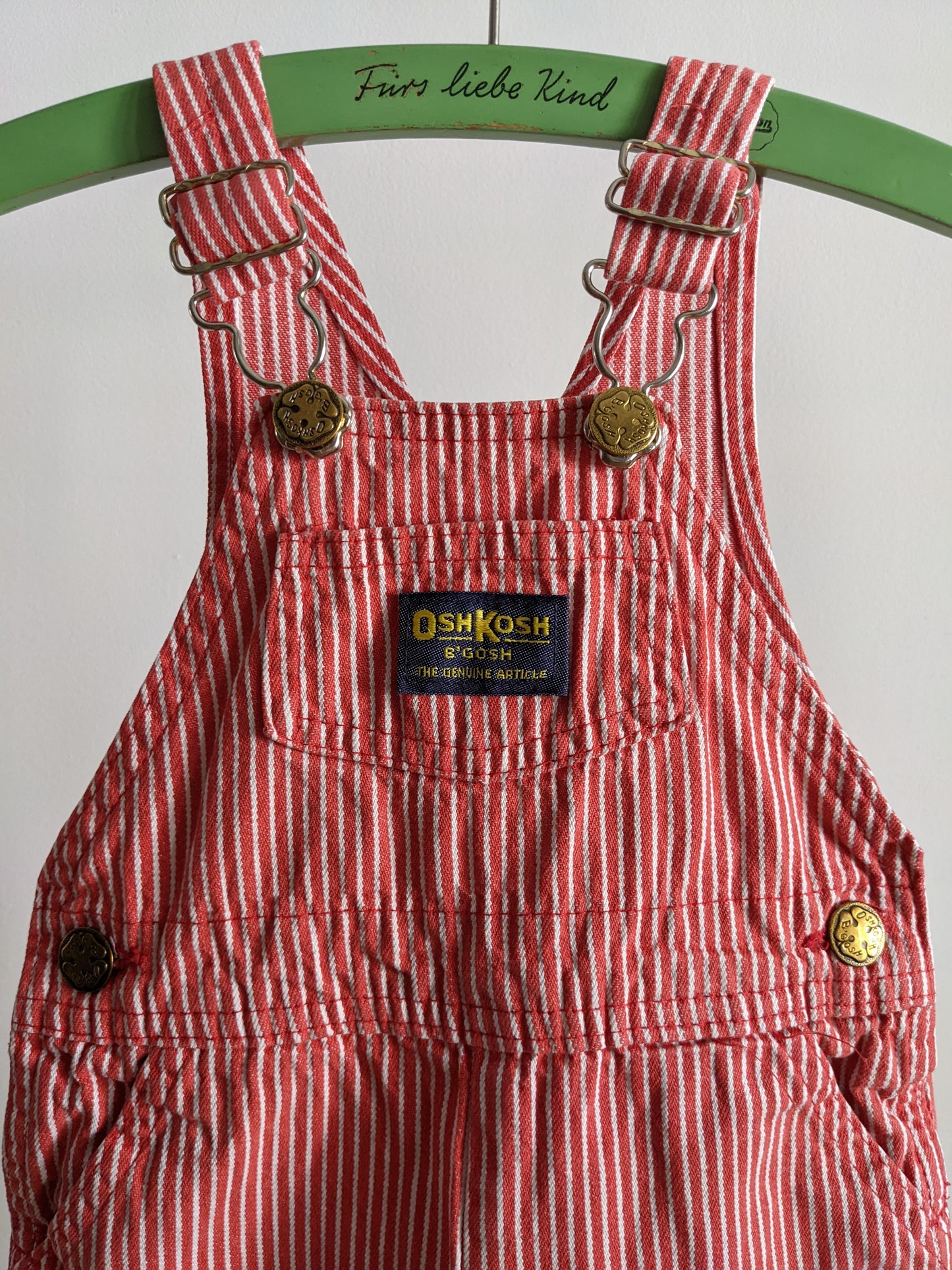 OshKosh b'Gosh denim red hickory stripes overall 74 USA