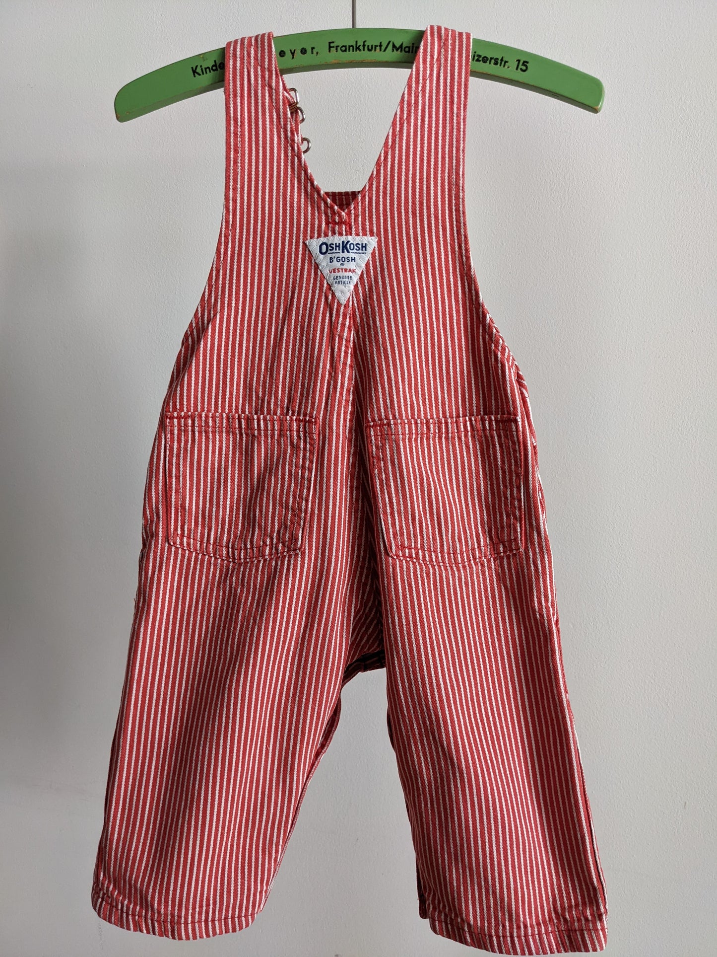 OshKosh b'Gosh denim red hickory stripes overall 74 USA