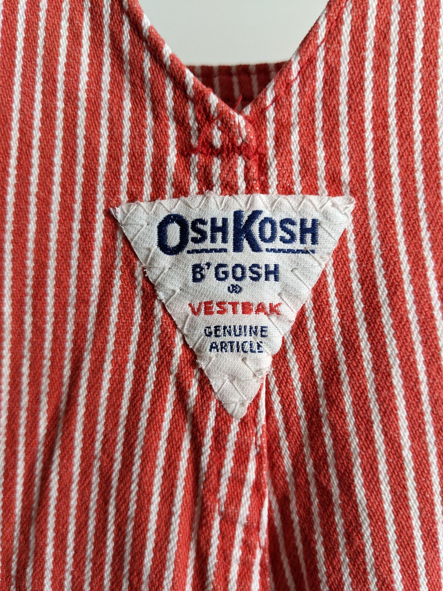 OshKosh b'Gosh denim red hickory stripes overall 74 USA