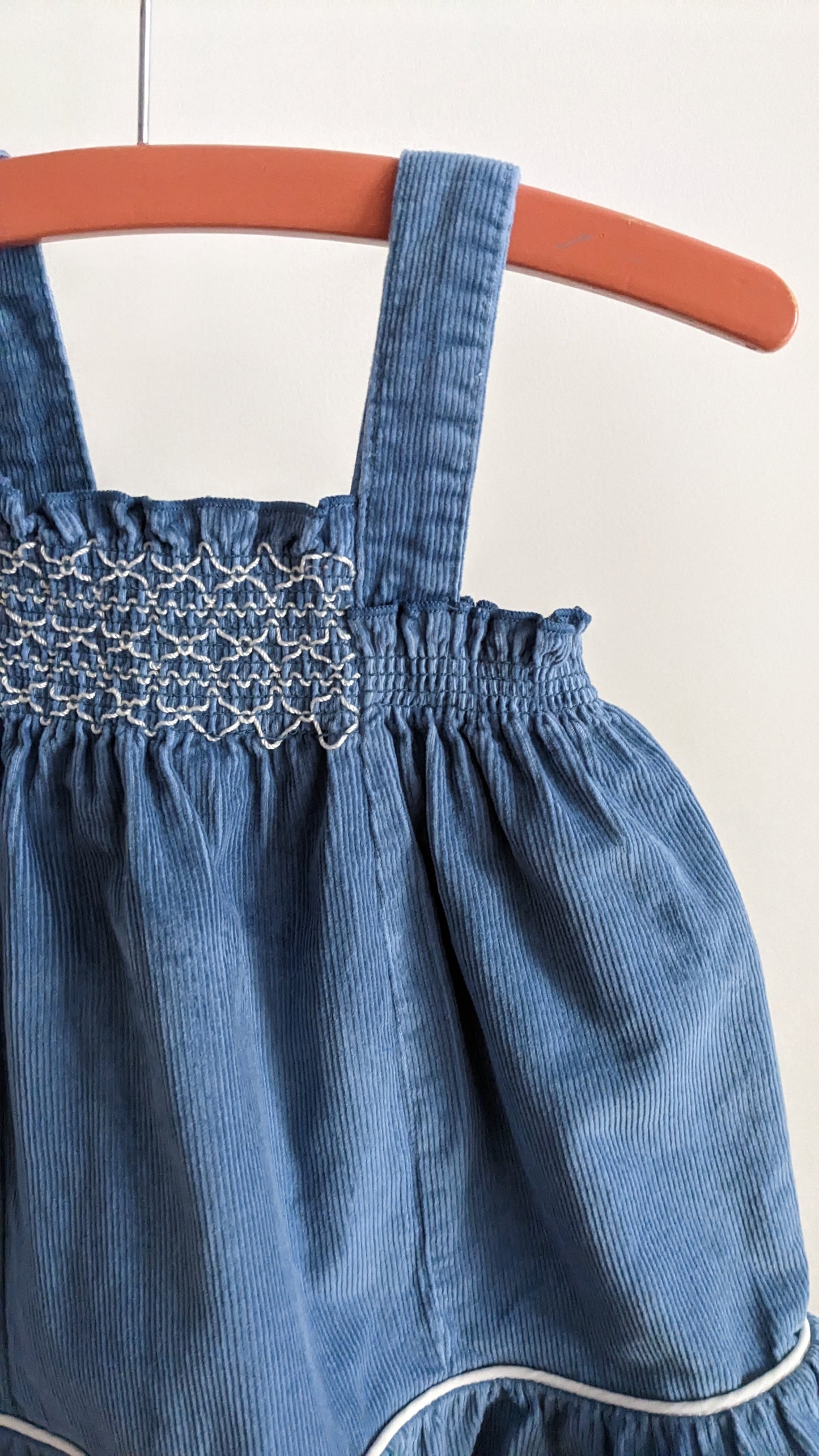 Steel blue corduroy baby dress