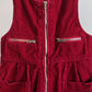 Red corduroy overall with zipped details