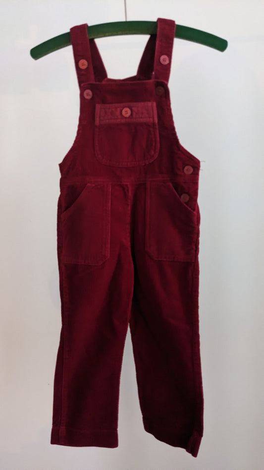 Deep Red corduroy overall with buttons