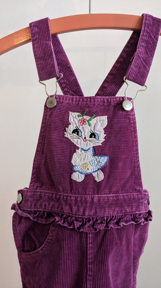 Violet corduroy overall with cat application
