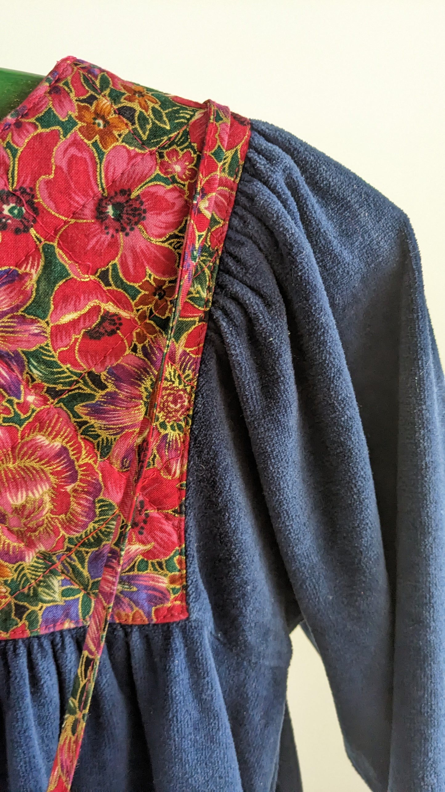 Velvet blue dress with matching bag