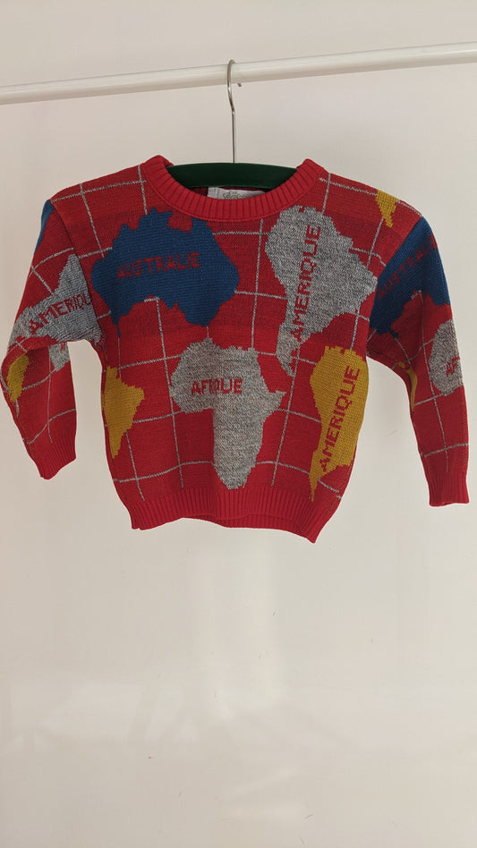 World map print sweater