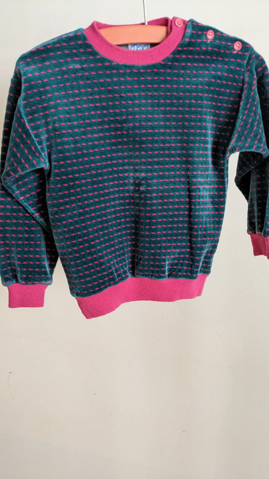 Chenille green and pink sweatshirt