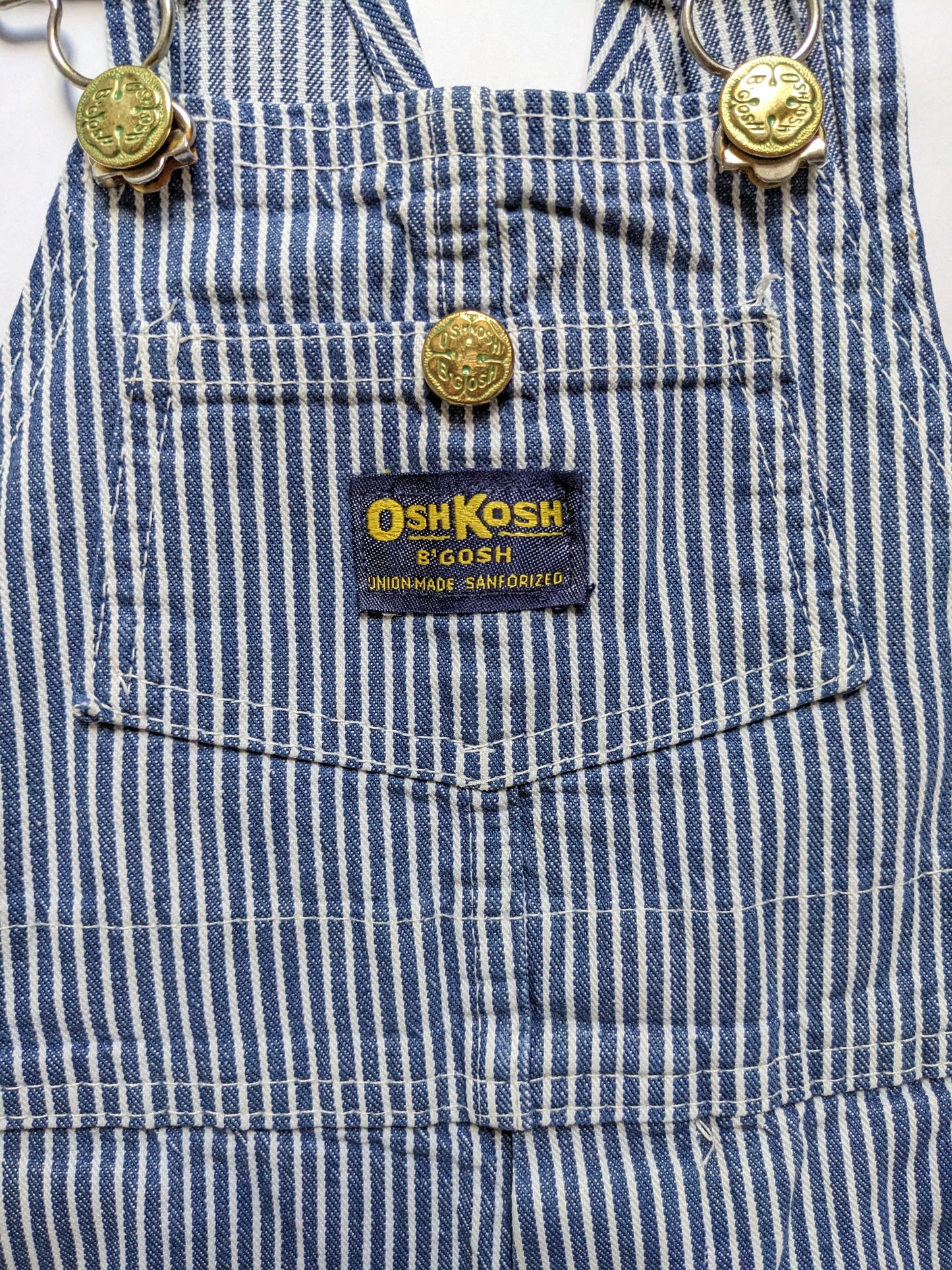 OshKosh b'Gosh denim overall blue hickory Union Made 70's