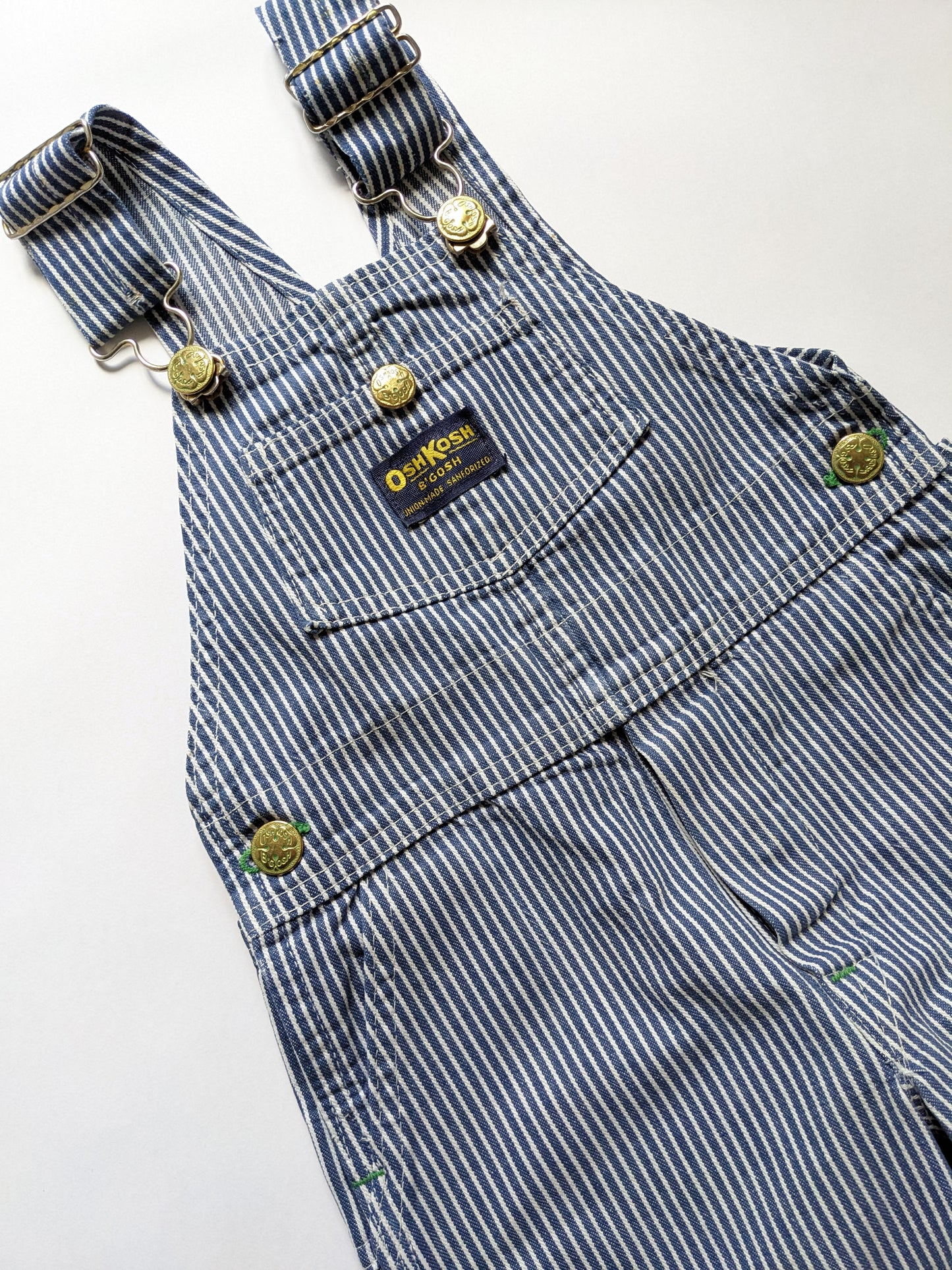 OshKosh b'Gosh denim overall blue hickory Union Made 70's