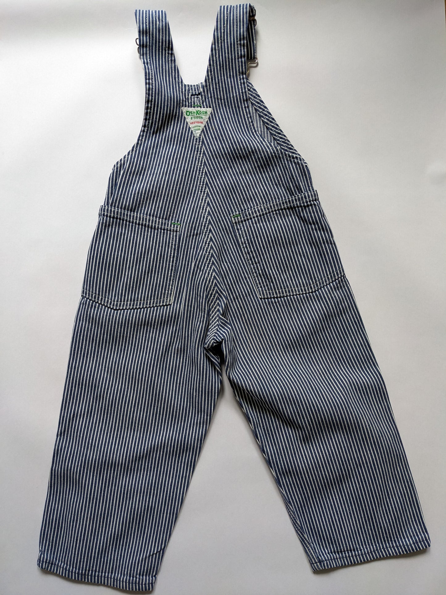 OshKosh b'Gosh denim overall blue hickory Union Made 70's