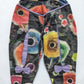 Abstract flowers print vintage trousers with bows